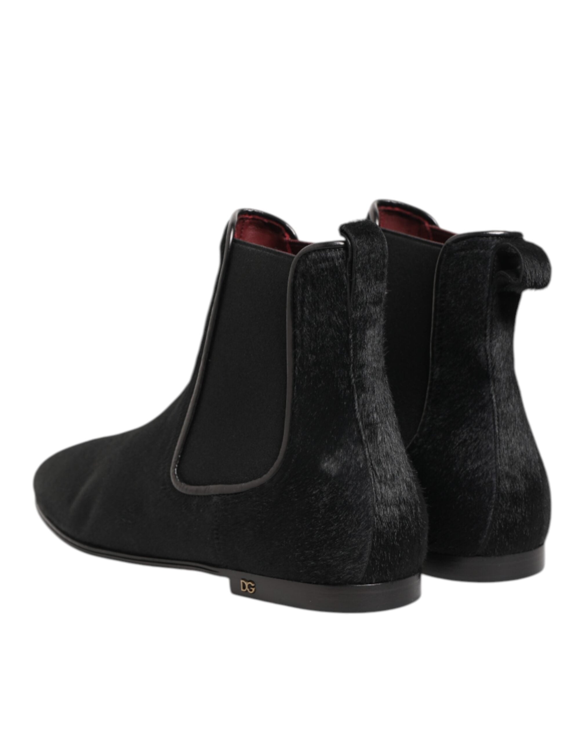 Black Leather Fur Men CHELSEA Boots Shoes