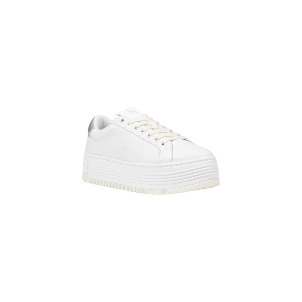 Silver Leather Platform Sneakers