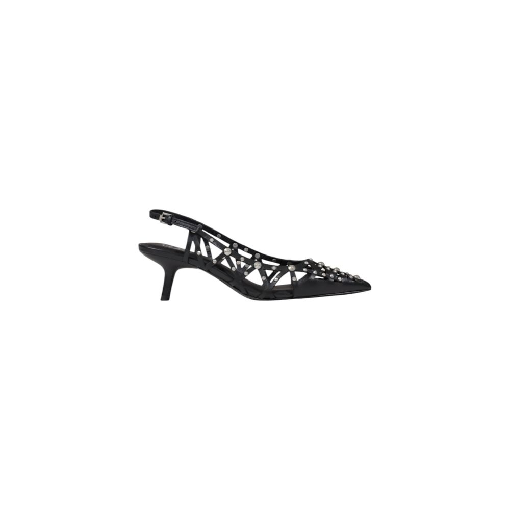 Black Leather High Heel Pumps