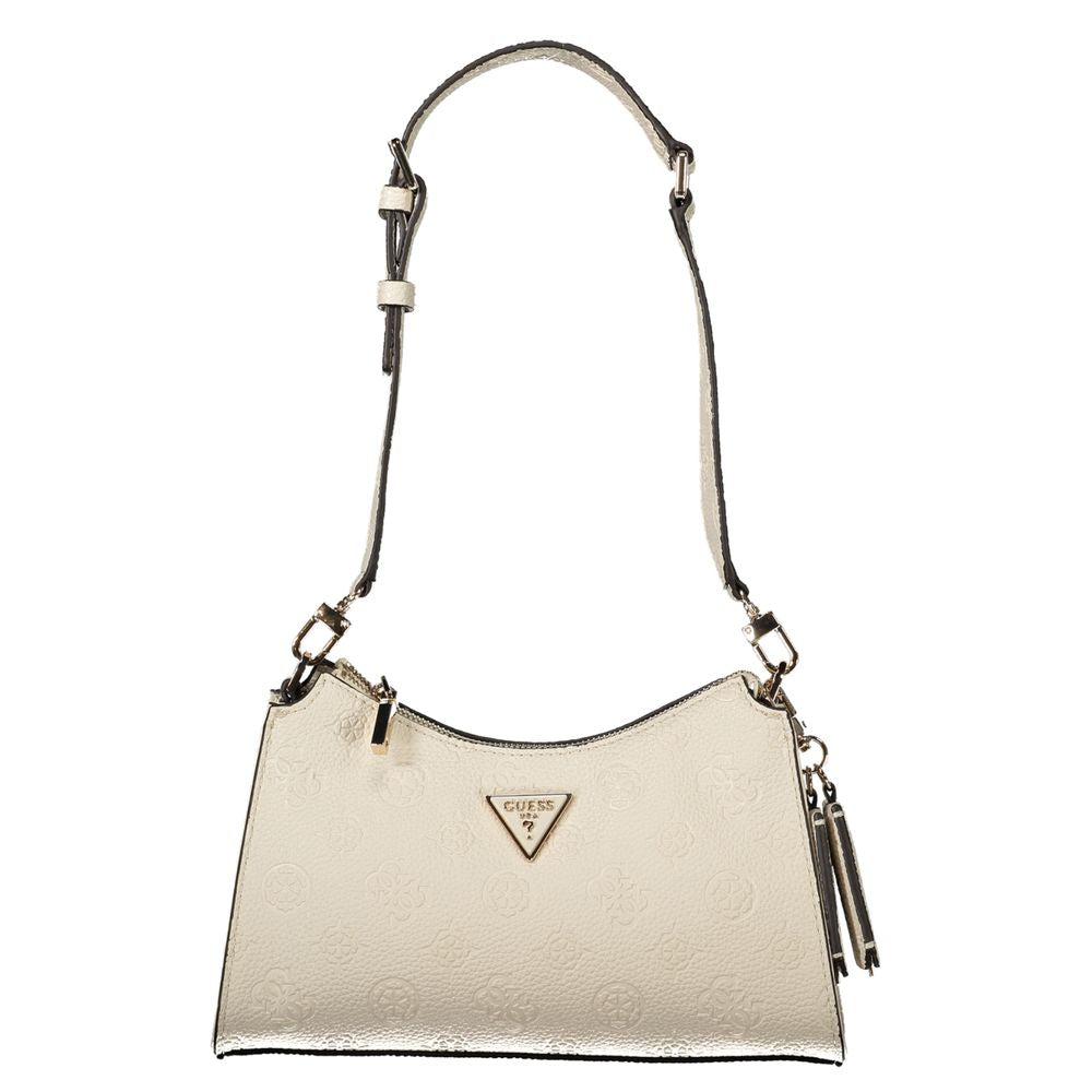 Beige Polyurethane Women's Shoulder Bag