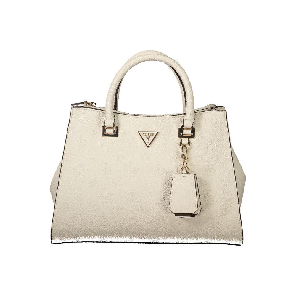 Beige Polyurethane Women's Handbag