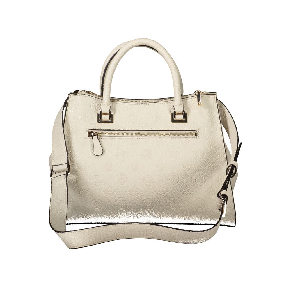 Beige Polyurethane Women's Handbag