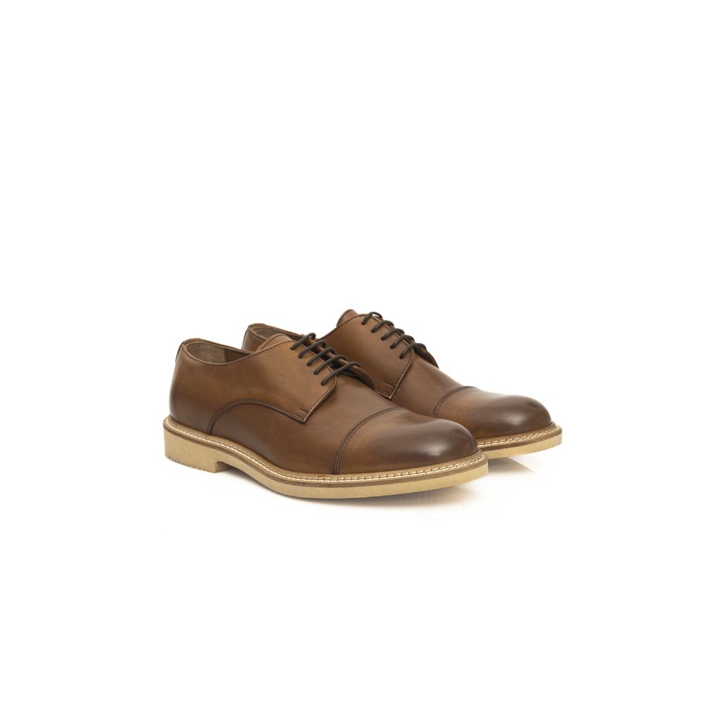 Brown Calfskin Men Derby Shoe