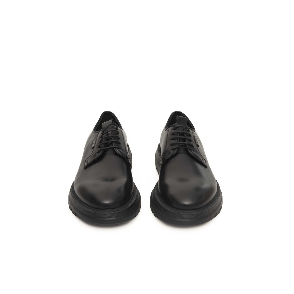 Black Calfskin Men Derby Shoe