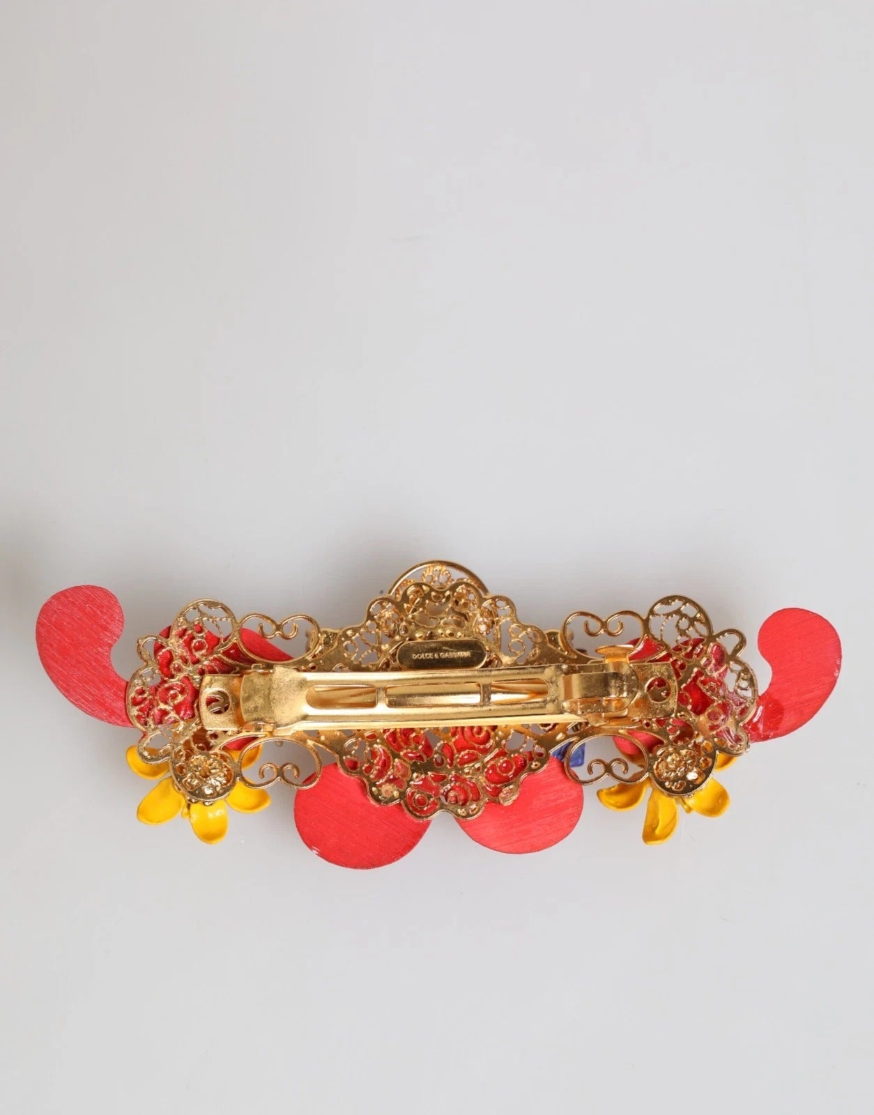 Multicolor Spring CARRETTO Gold Brass Crystal Hair Clip