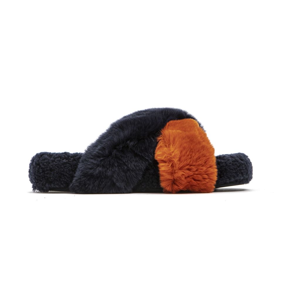 Blue Rabbit Fur Women Sandal