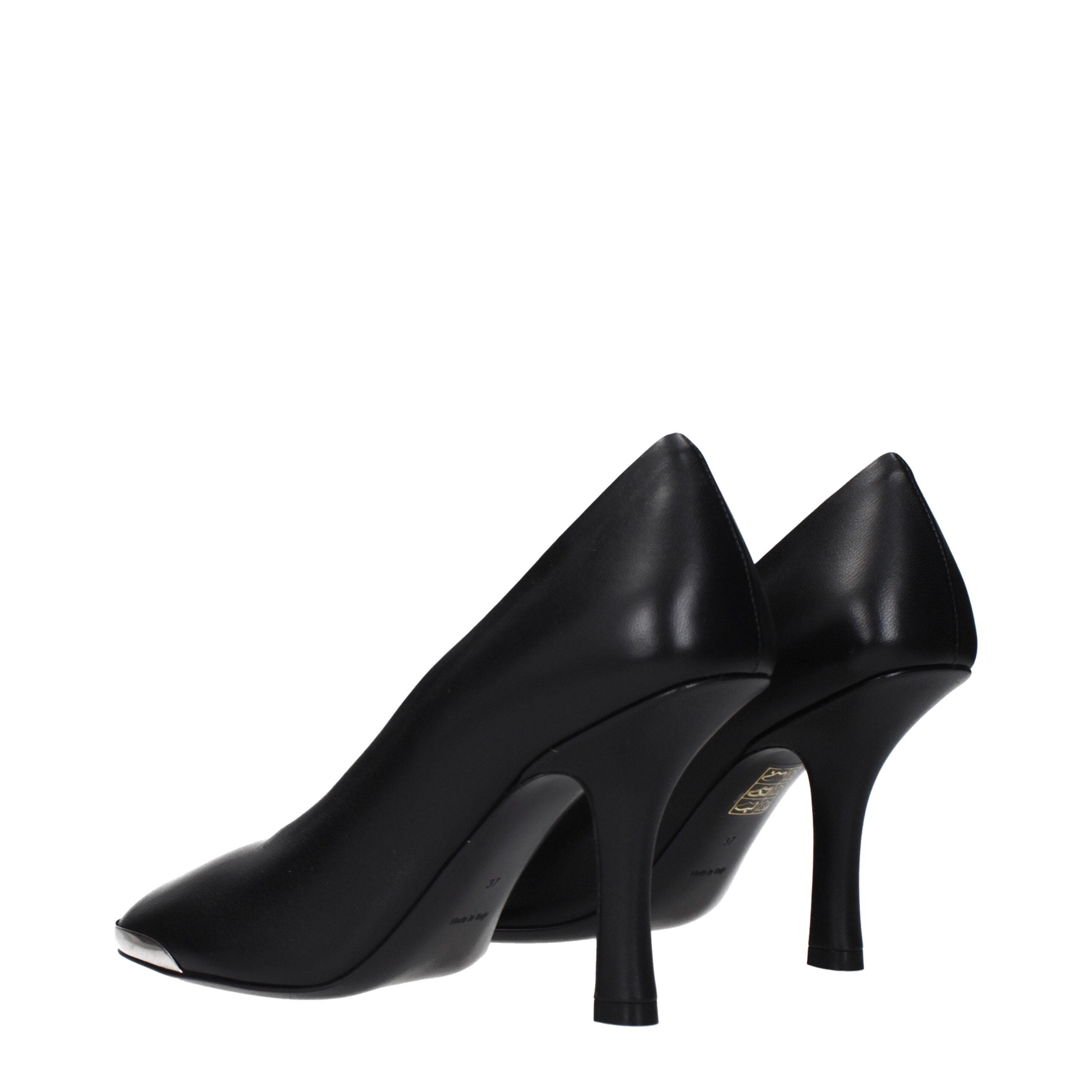Black Leather High Heel Pumps