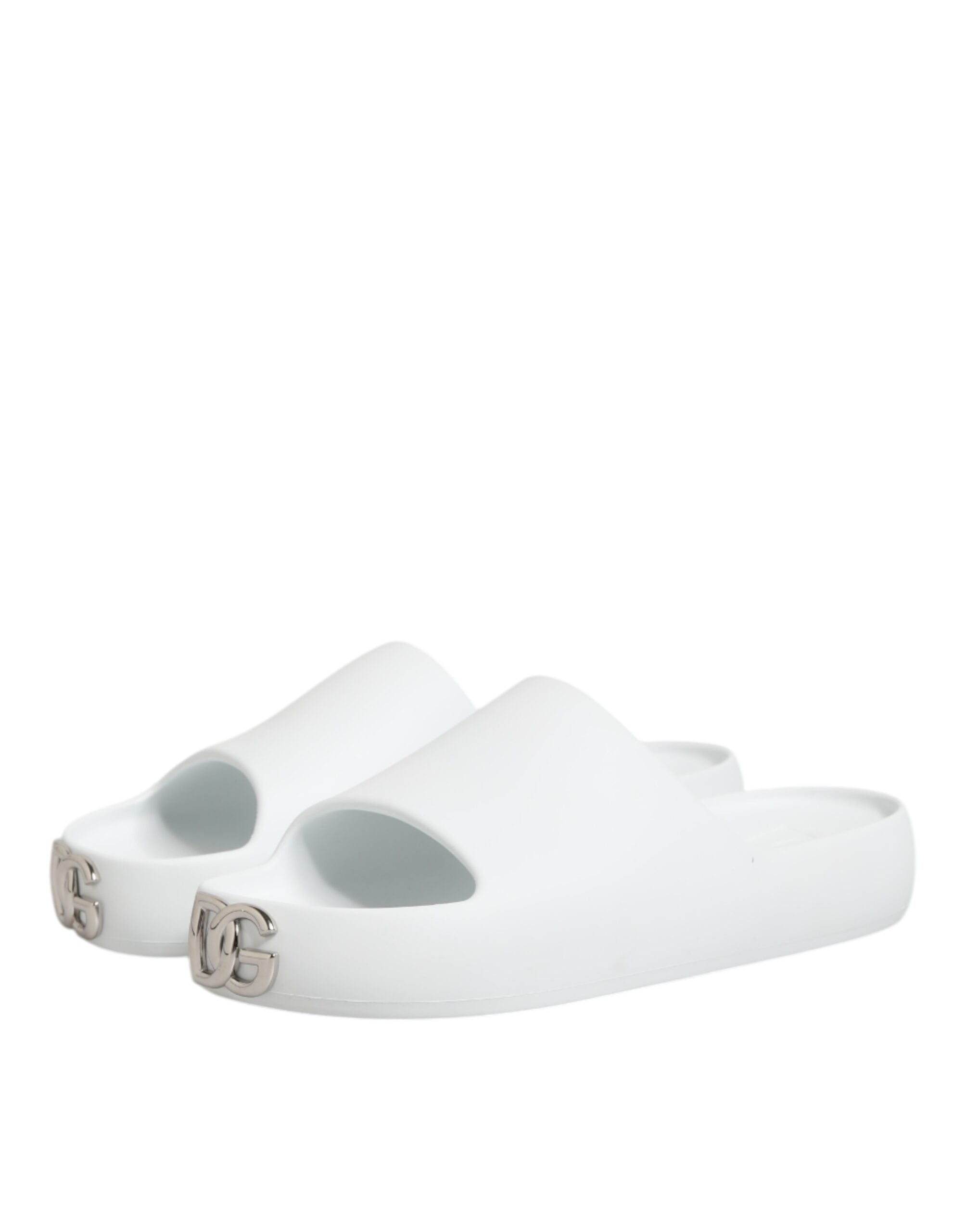 White Logo Slides Sandals Men Beachwear Shoes
