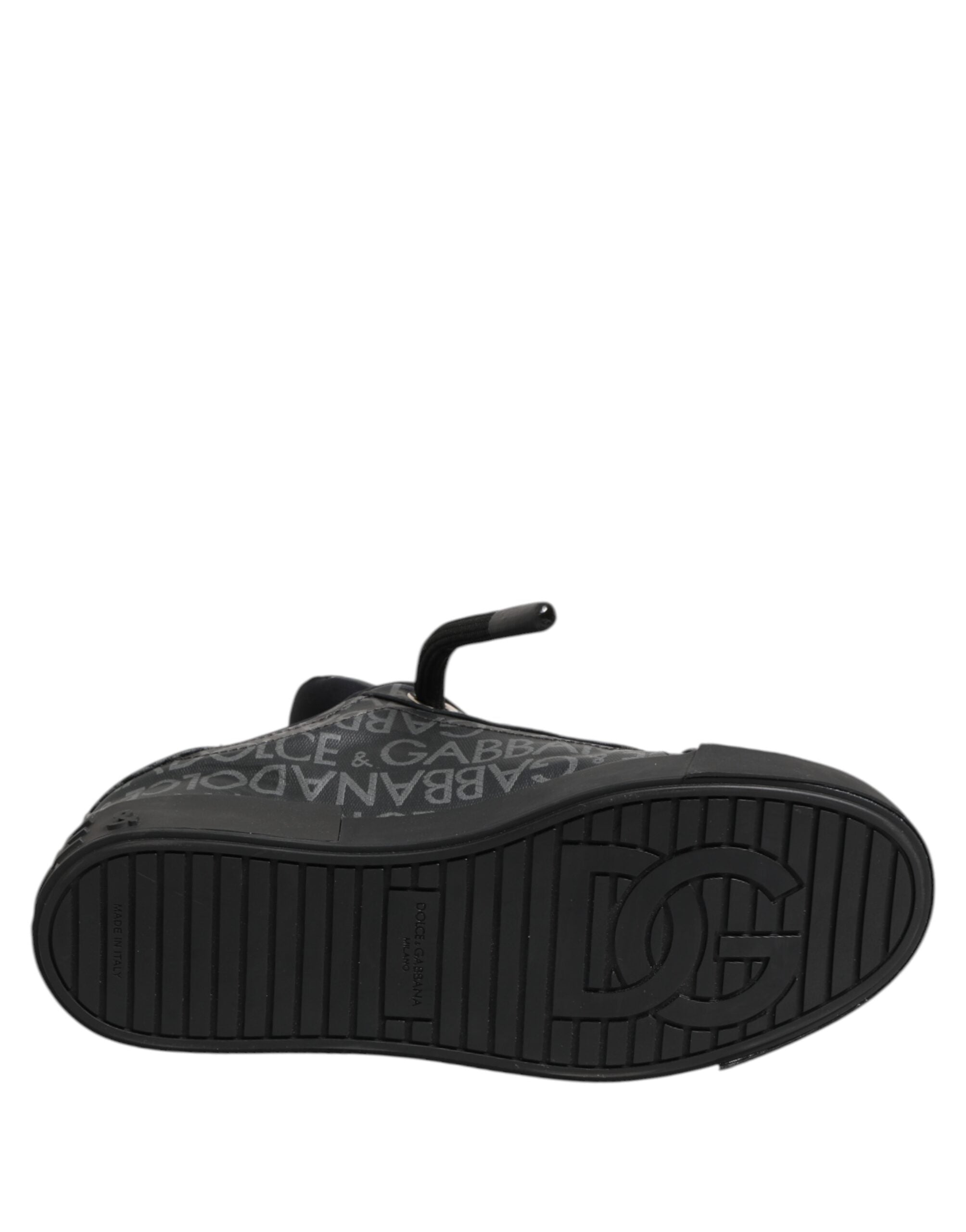 Black Cotton Denim Logo Low Top Sneakers Shoes