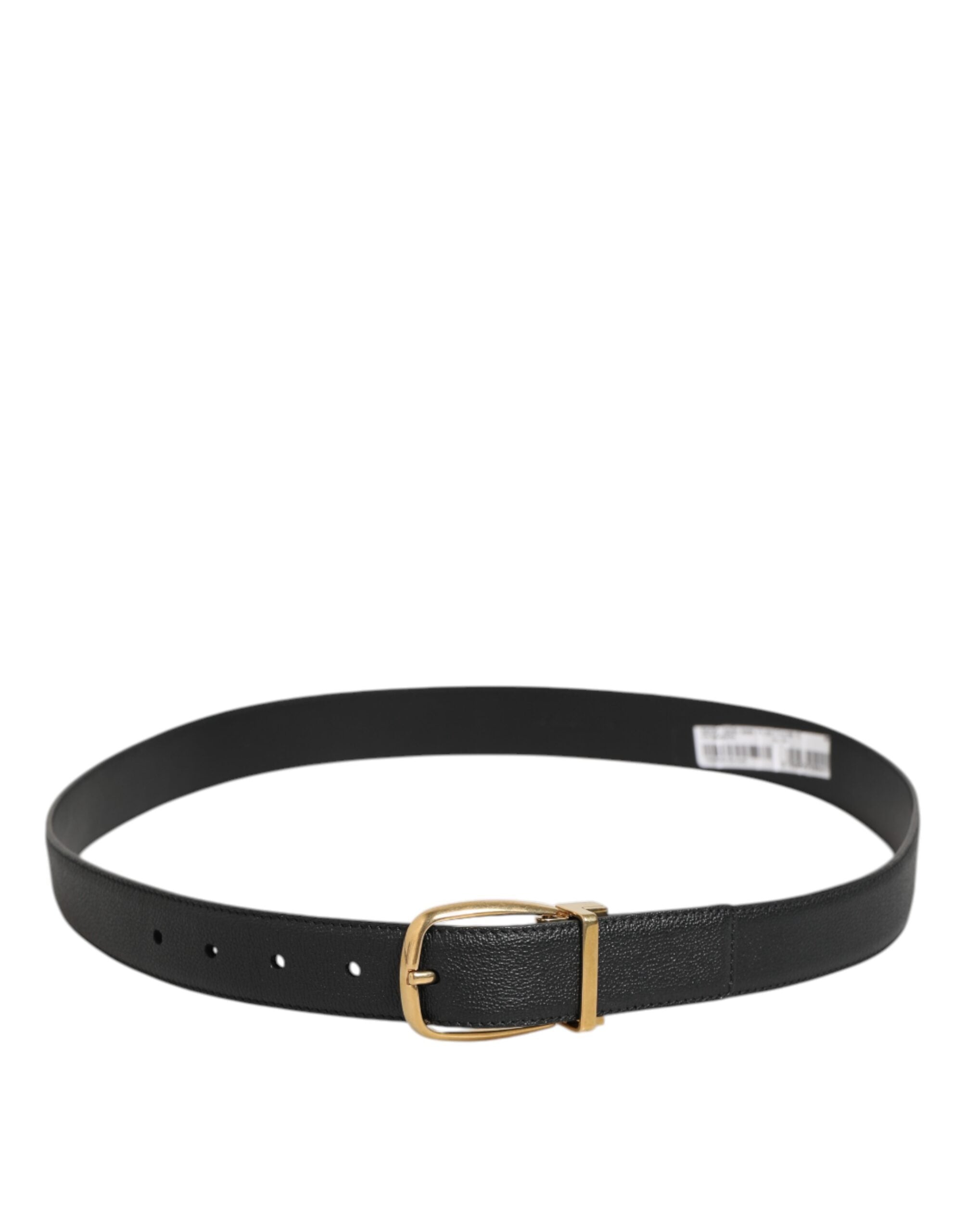 Black Leather Classic Metal Logo Buckle Belt