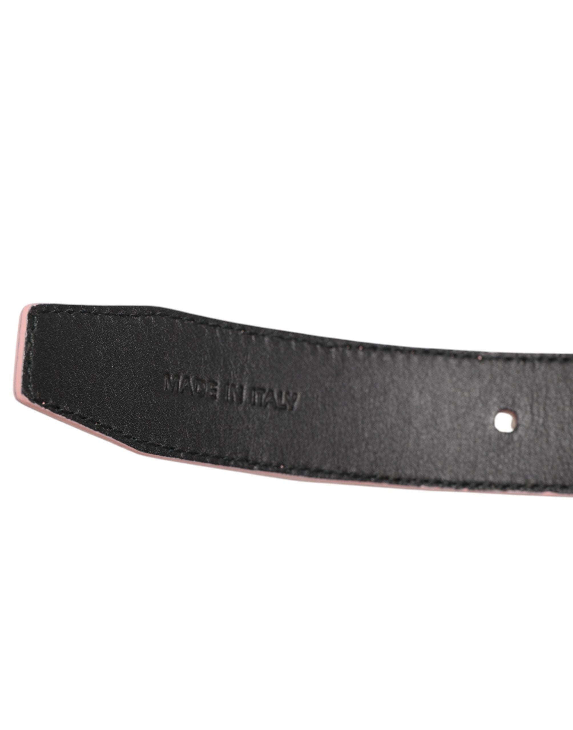 Pink Leather Perforated Detailing Buckle Belt