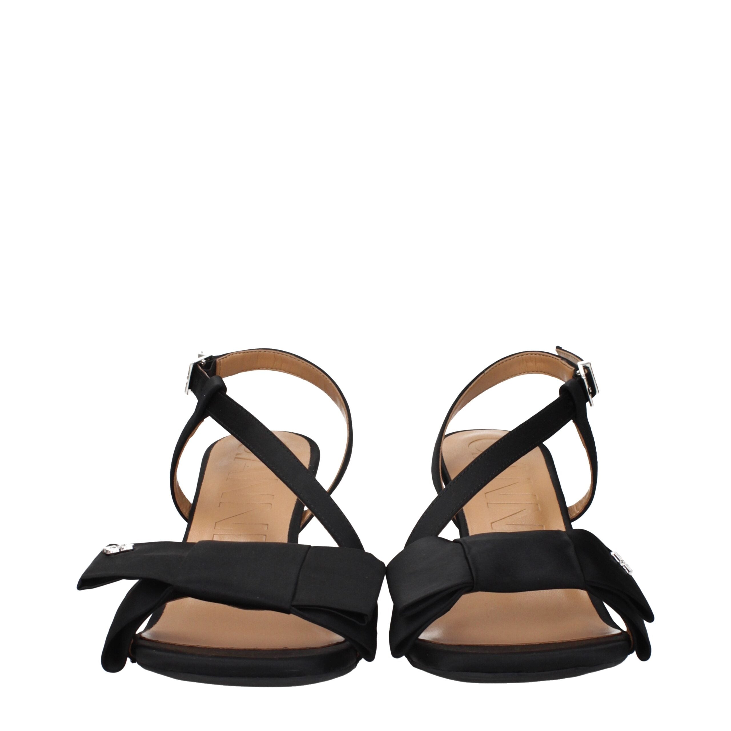 Black Fabric Platform Sandals
