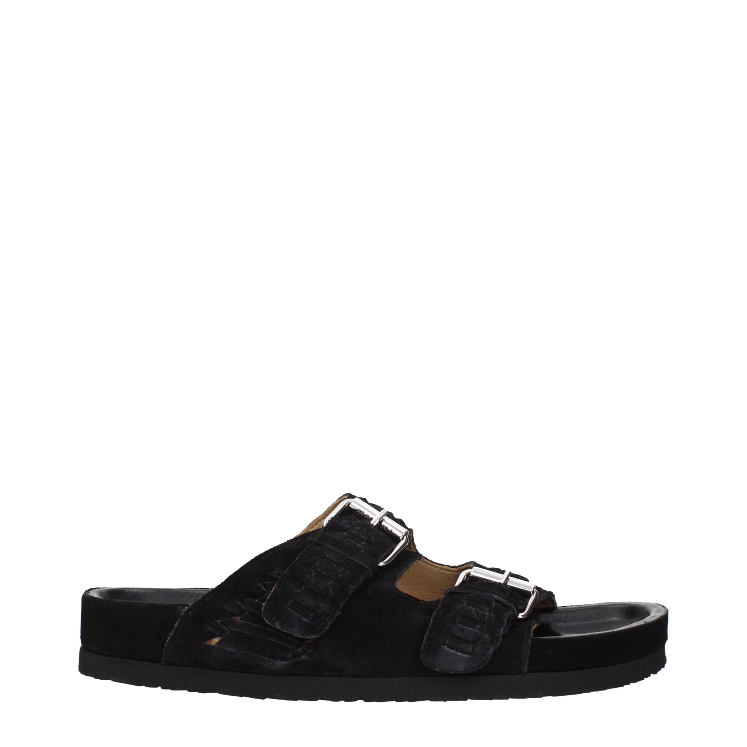 Black Leather Slippers