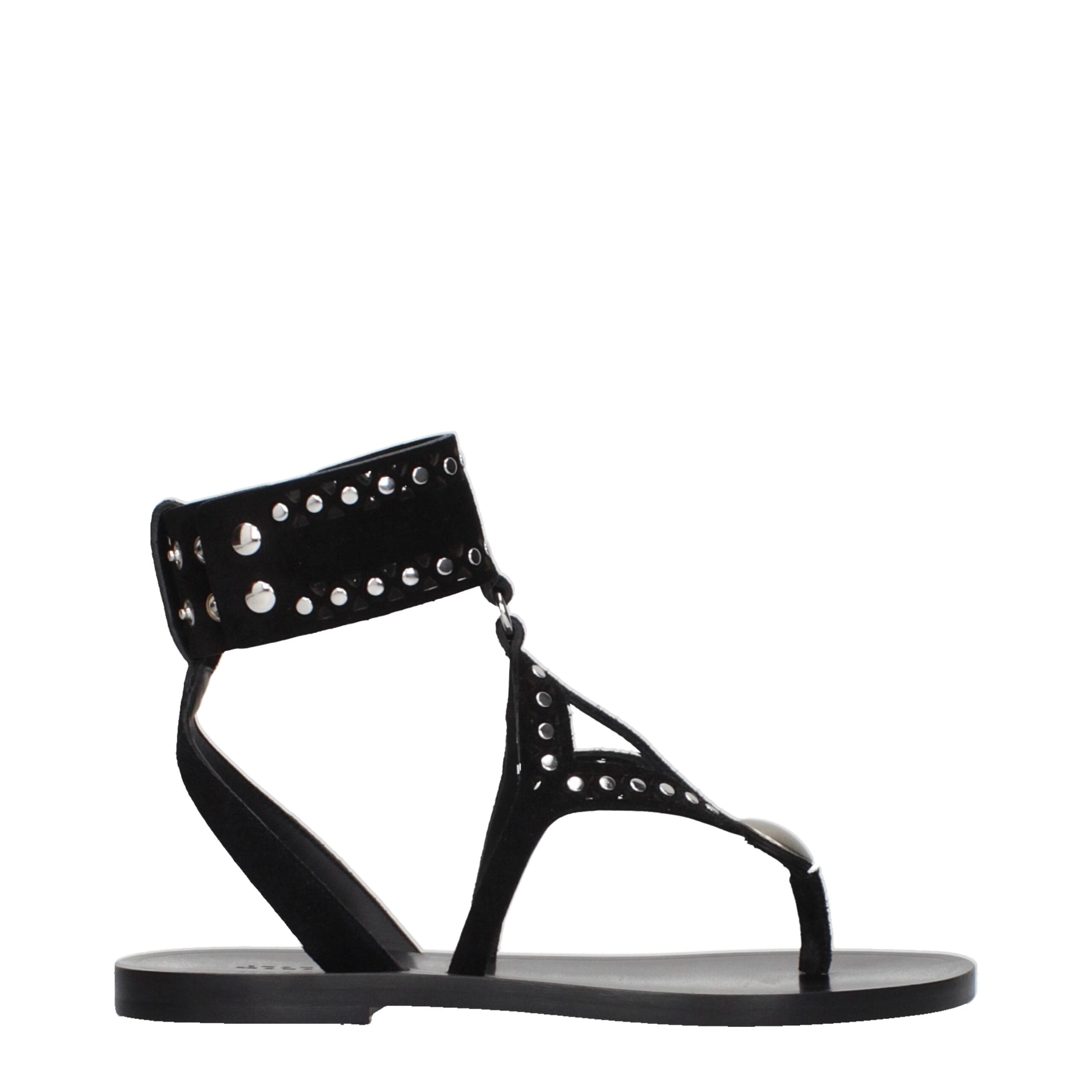 Black Leather Flip-Flop Sandals