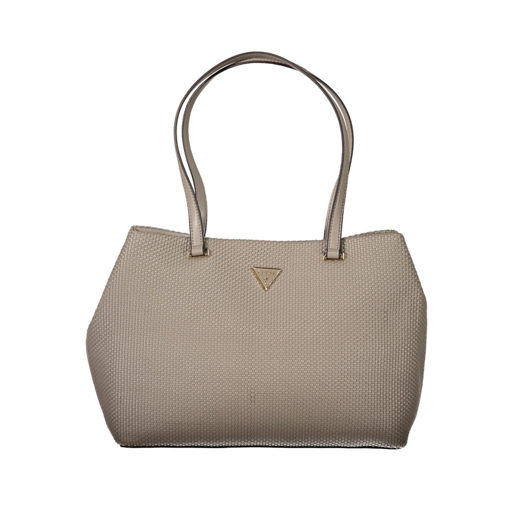 Beige Polyurethane Women Handbag