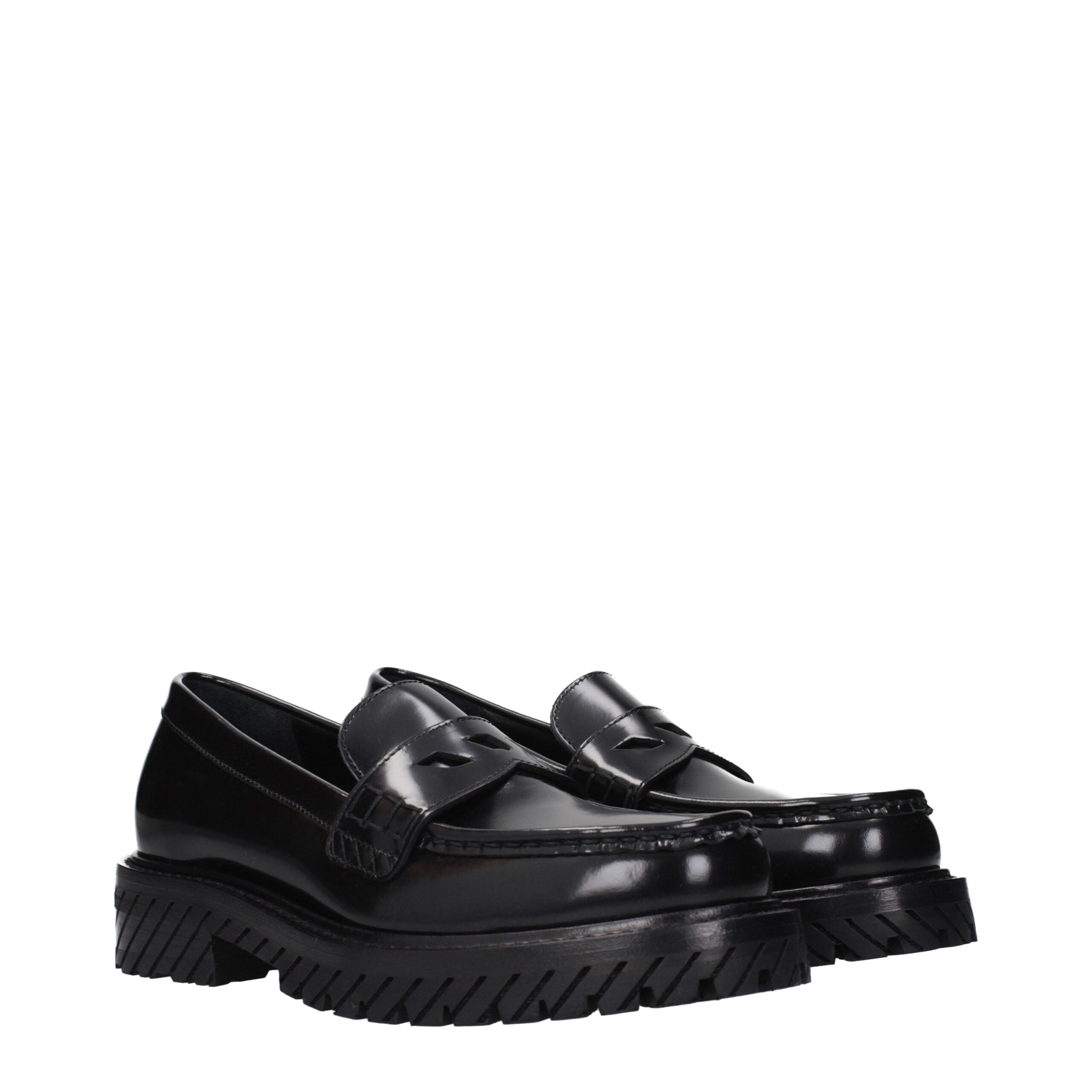 Black Leather Slip-On Loafers