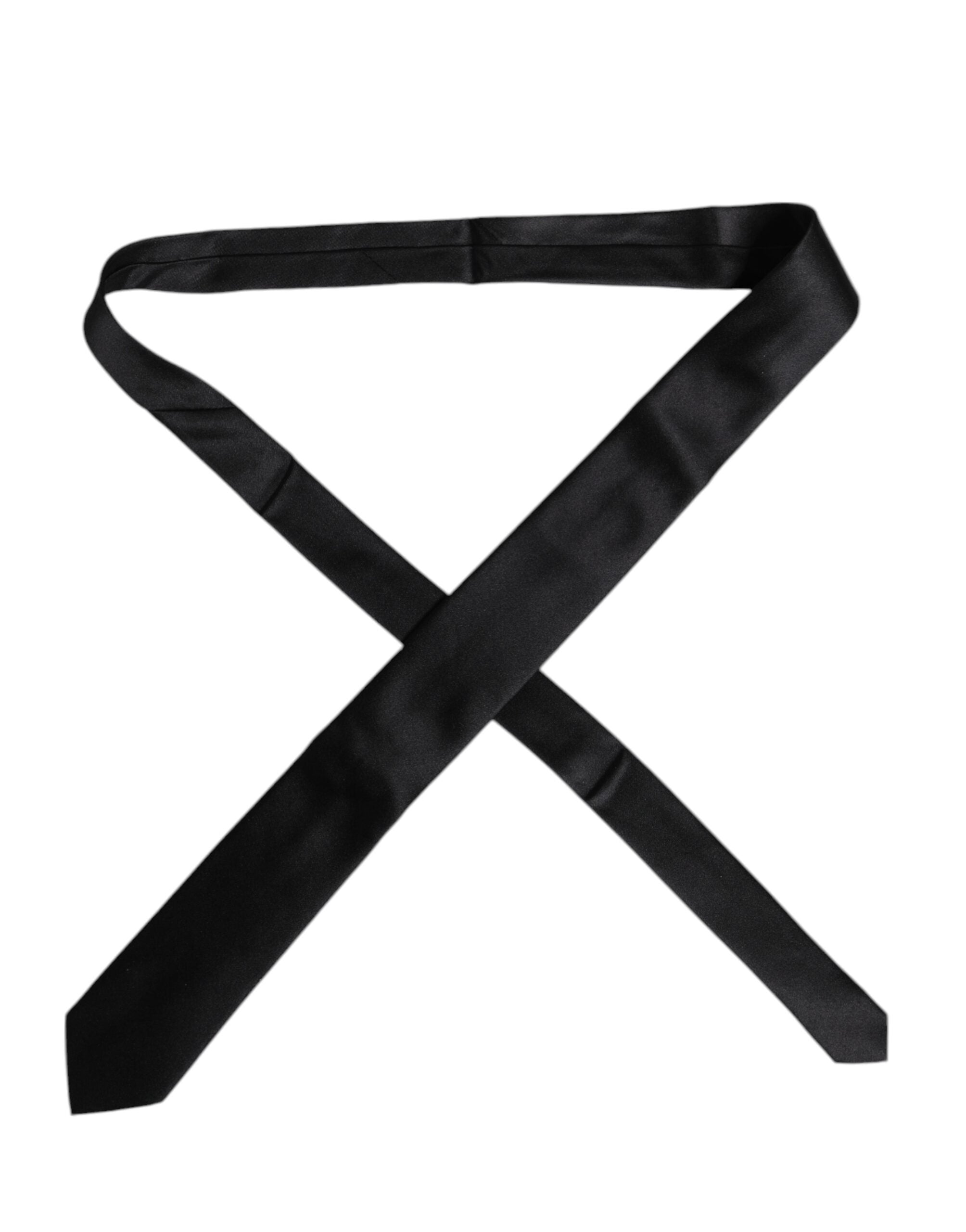 Men Black Solid Silk Adjustable Necktie Accessory Tie