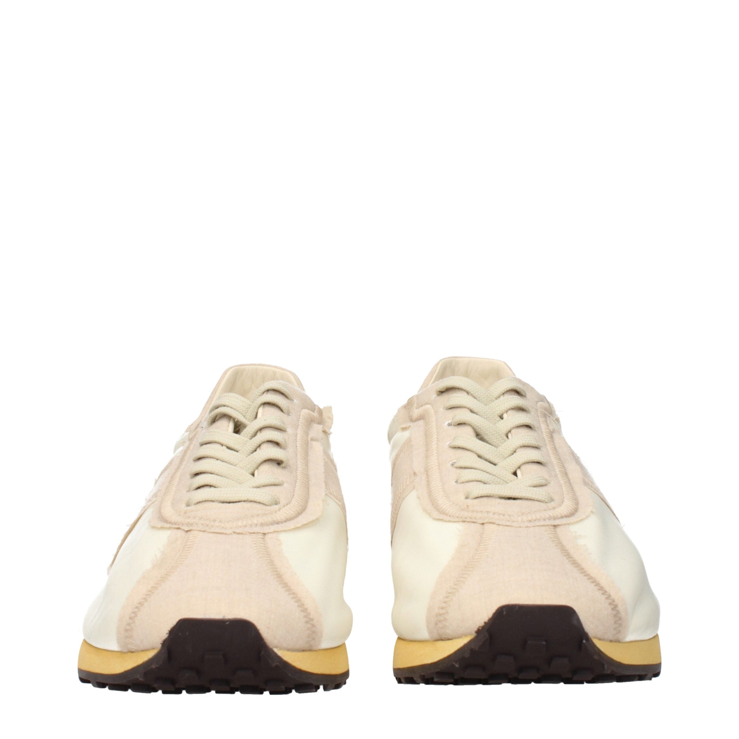 Beige Fabric Athletic Sneakers