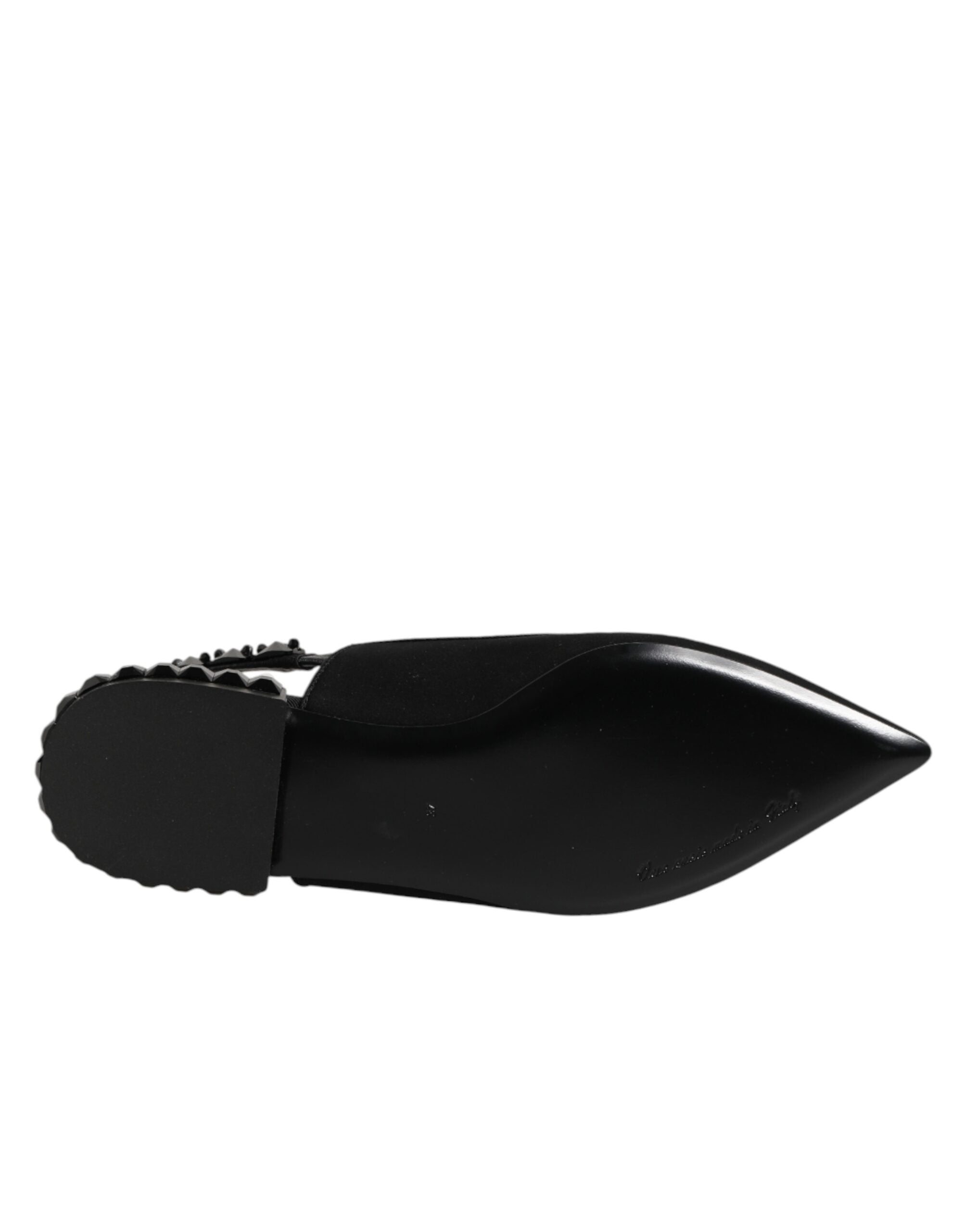 Black Crystal Charmeuse Slingback Shoes