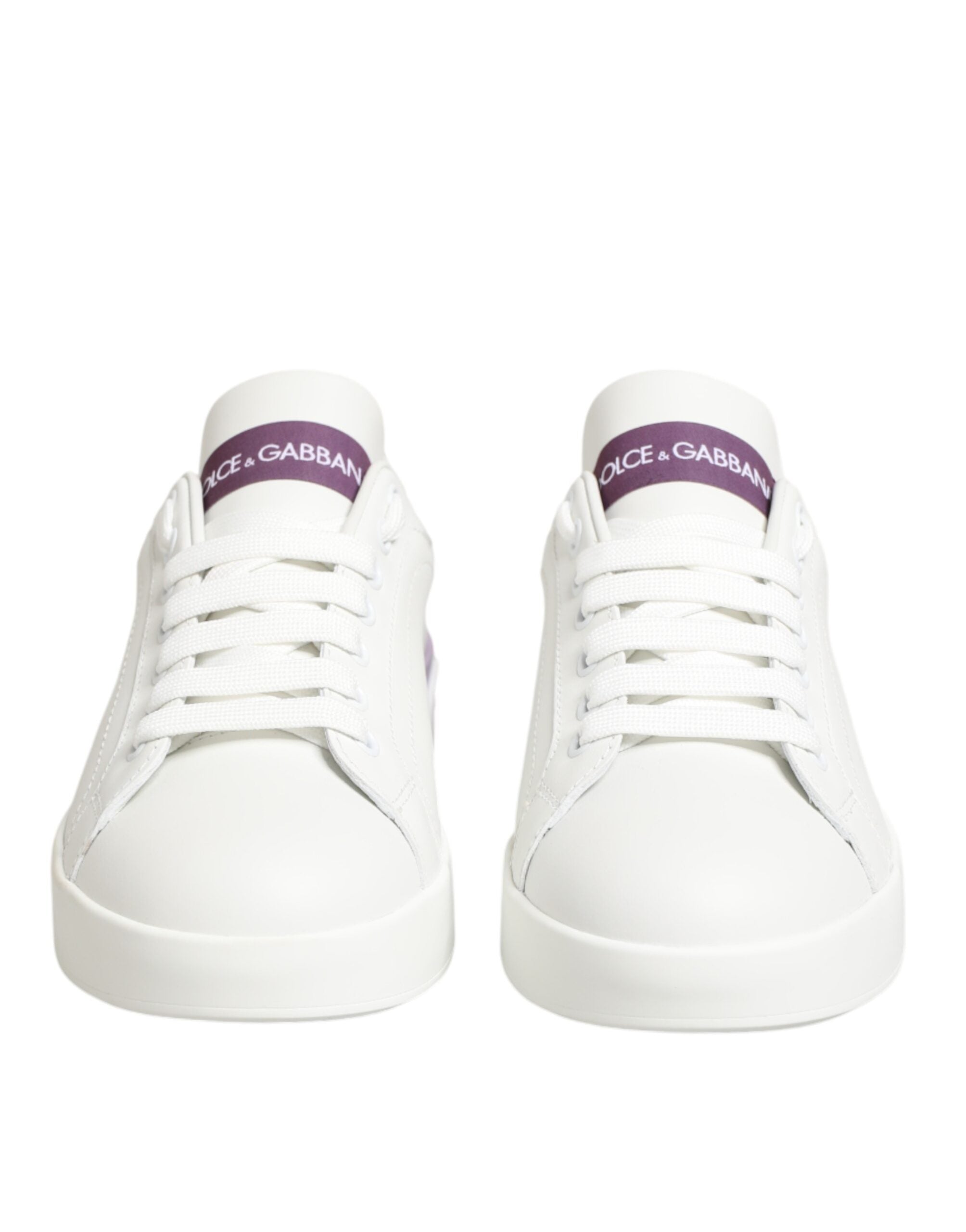 White Purple Leather Casual Sneakers Shoes