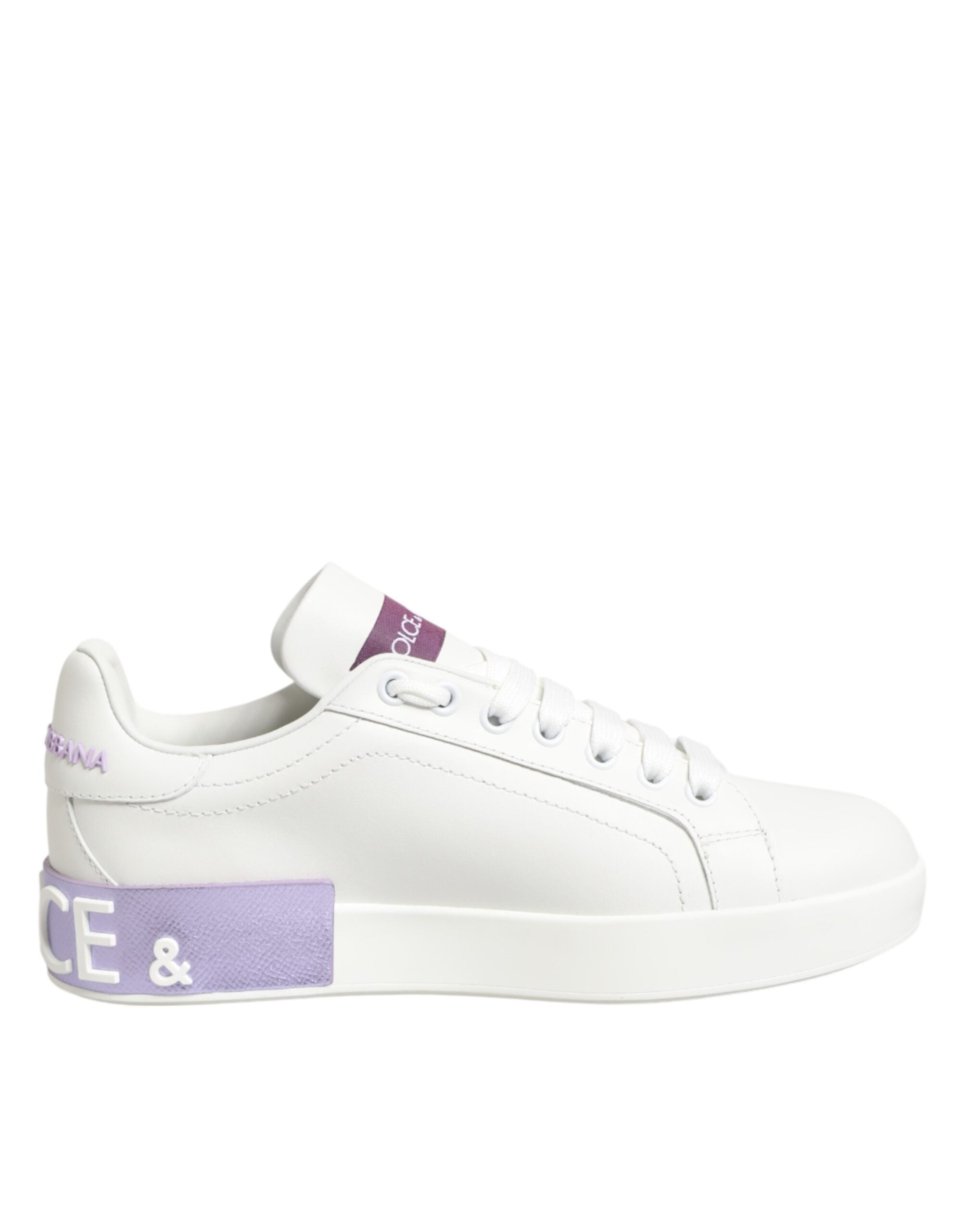 White Purple Leather Casual Sneakers Shoes