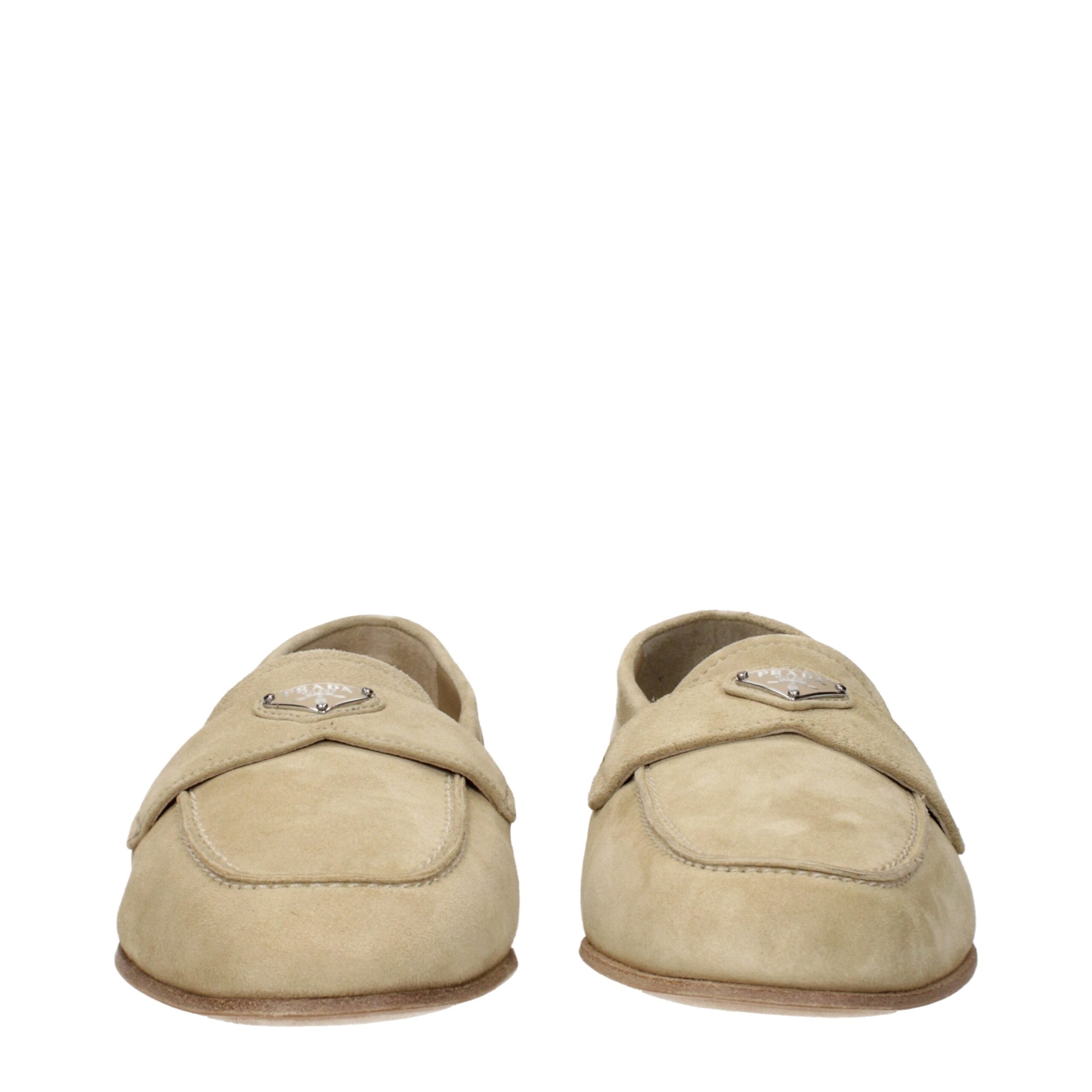 Beige Leather Slip-On Loafers