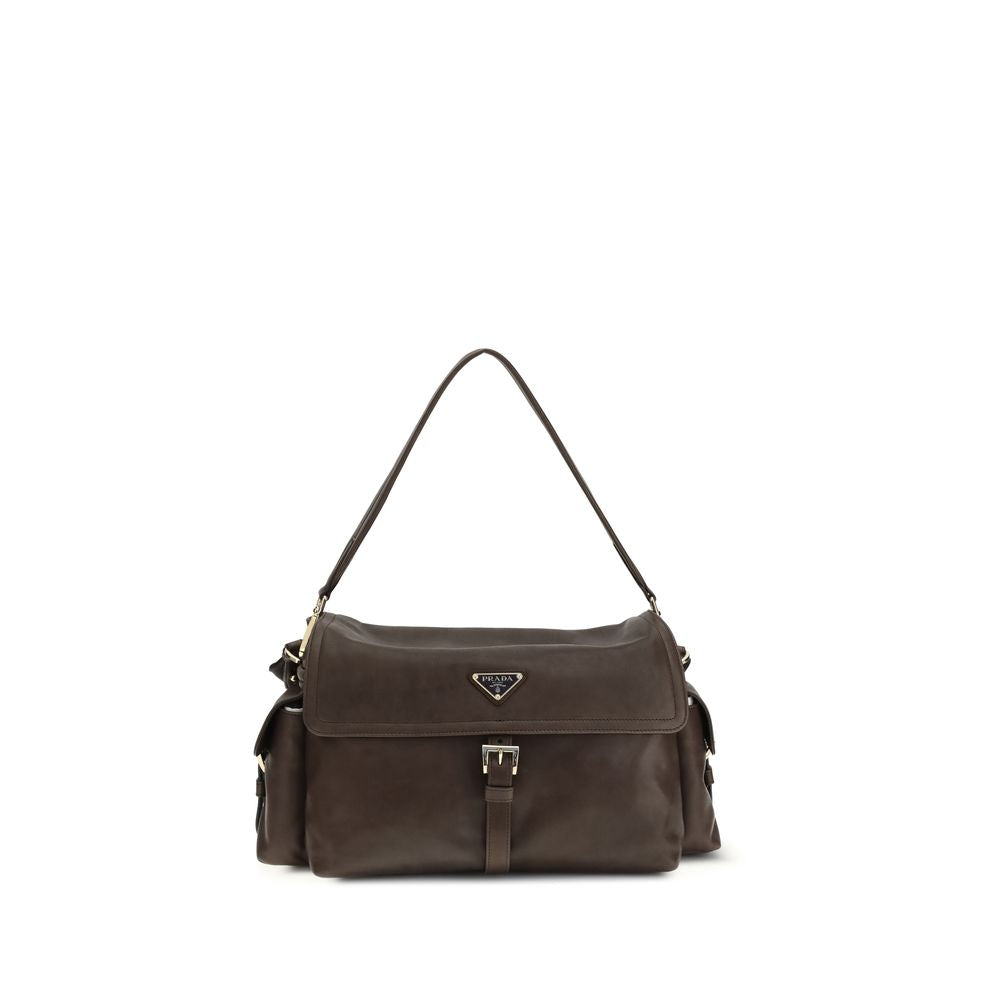 Brown Recycled Polyamide Shoulder Bag