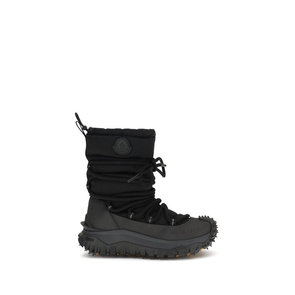 Black Polyamide Lace-Up Boots