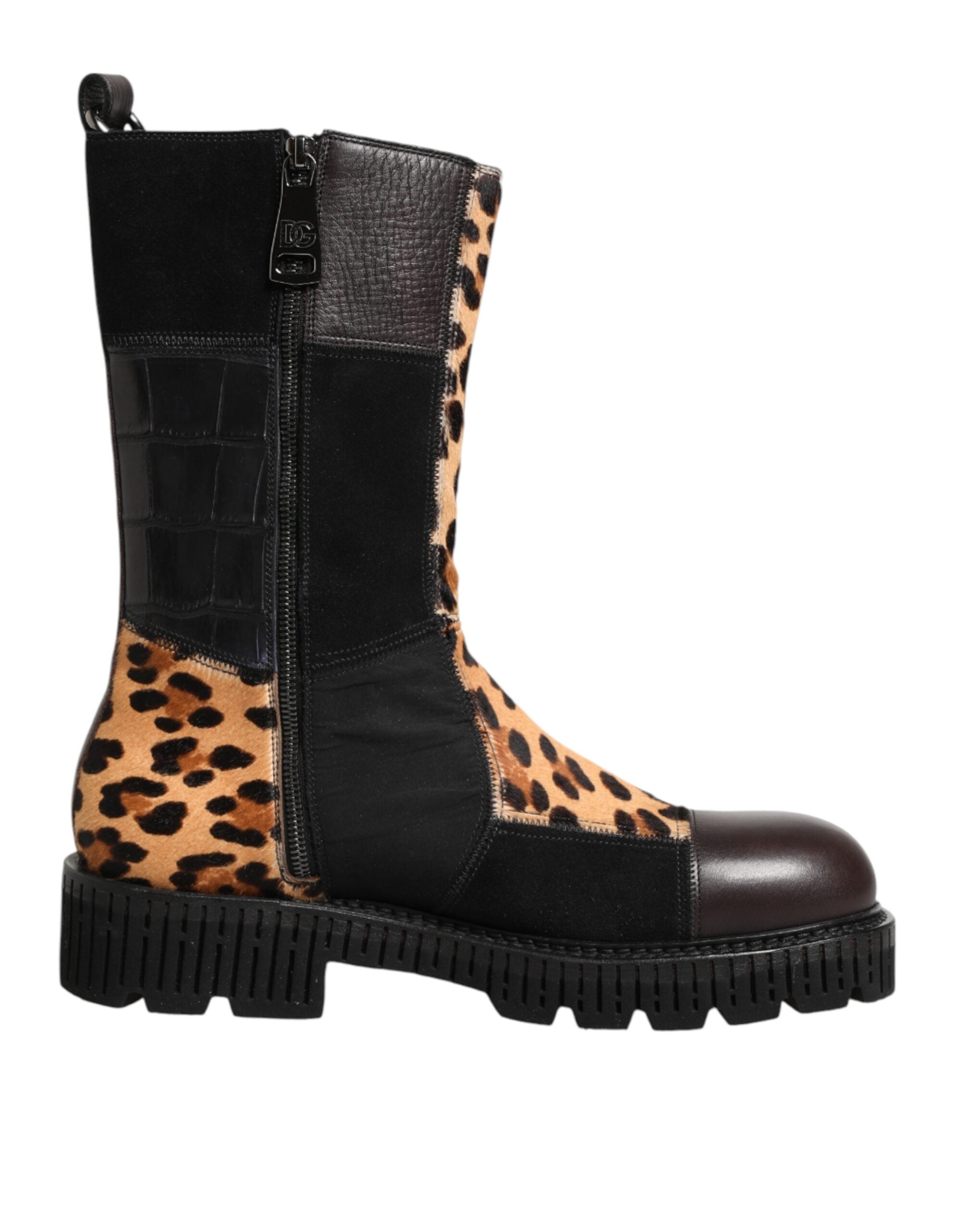 Vícebarevné kozačky do půlky lýtek s leopardím vzorem