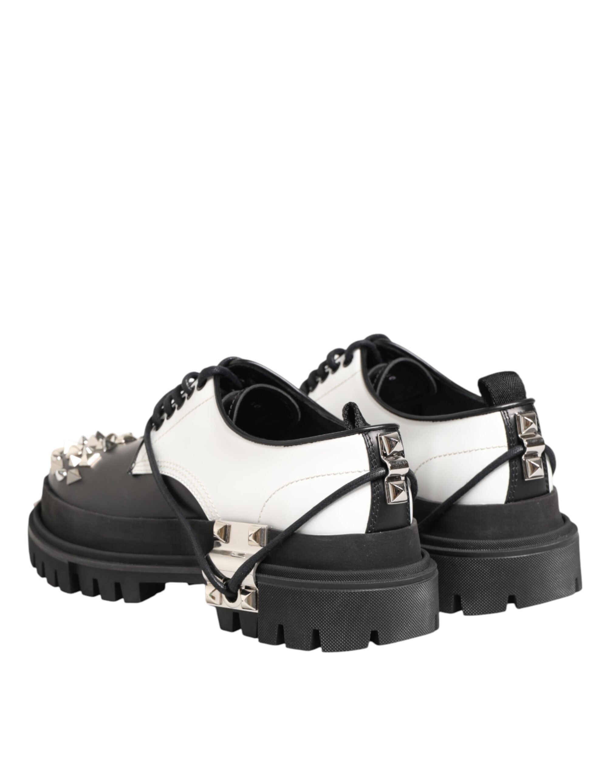 Black White Studded Men Formal Derby Shoes