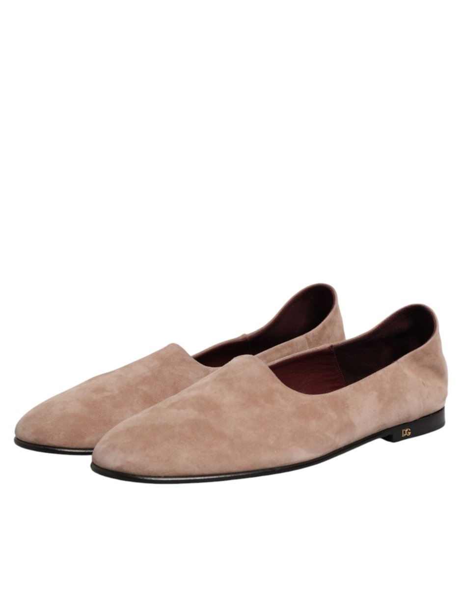 Beige Leather Suede Slip On Loafers Dress Shoes - styloora.cz