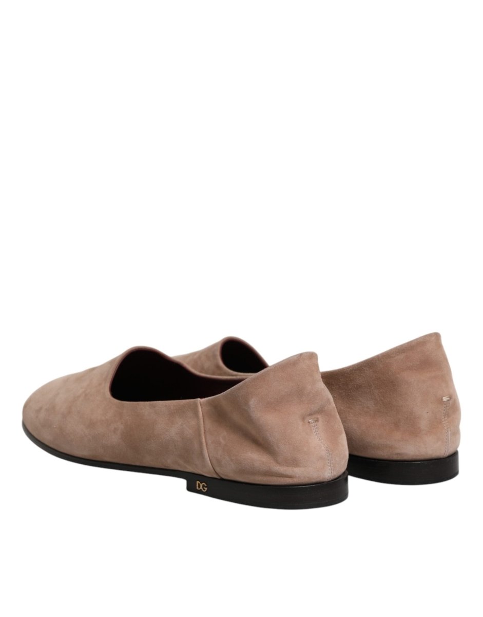 Beige Leather Suede Slip On Loafers Dress Shoes - styloora.cz