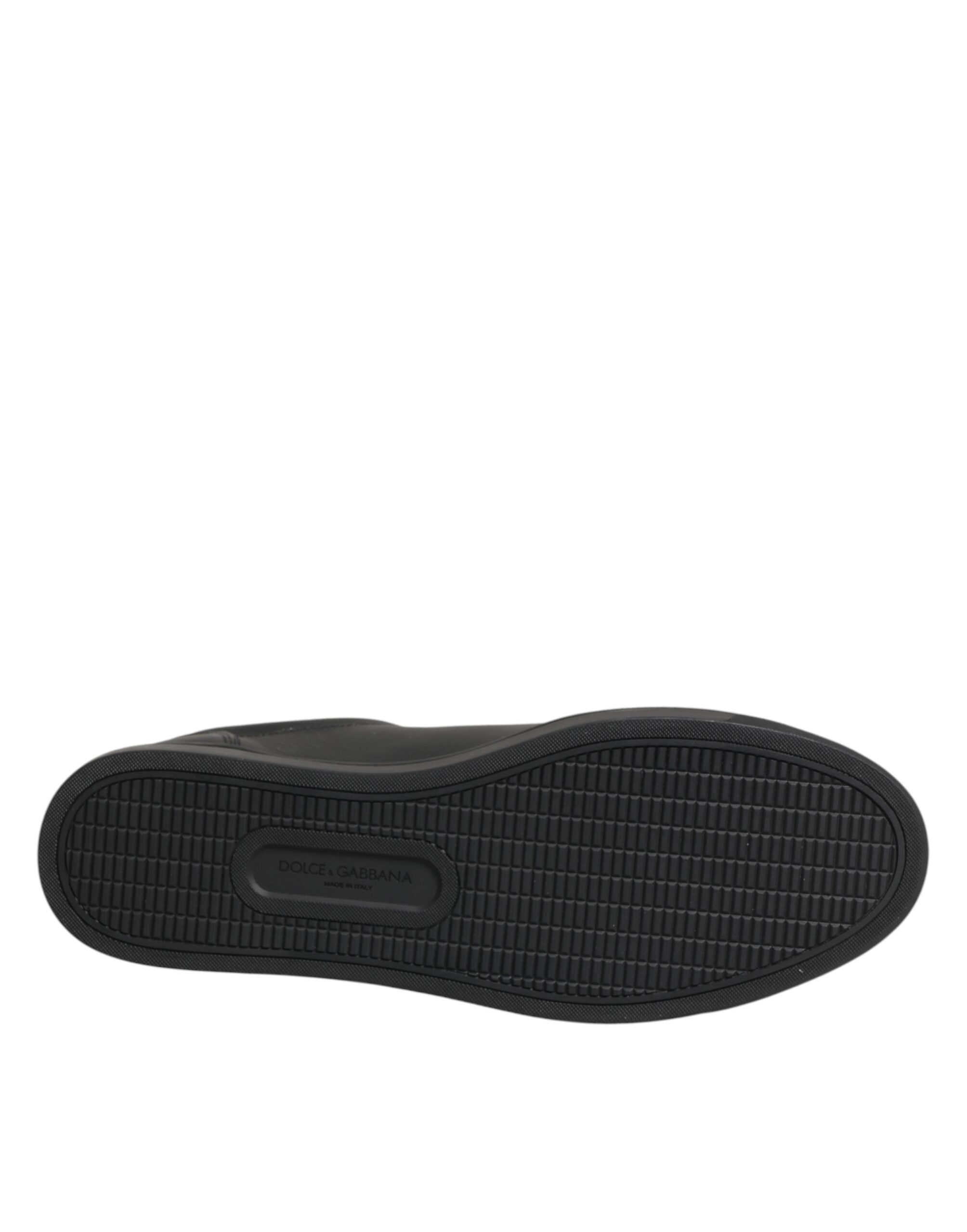 Black Leather Heart Embellished Sneakers Shoes