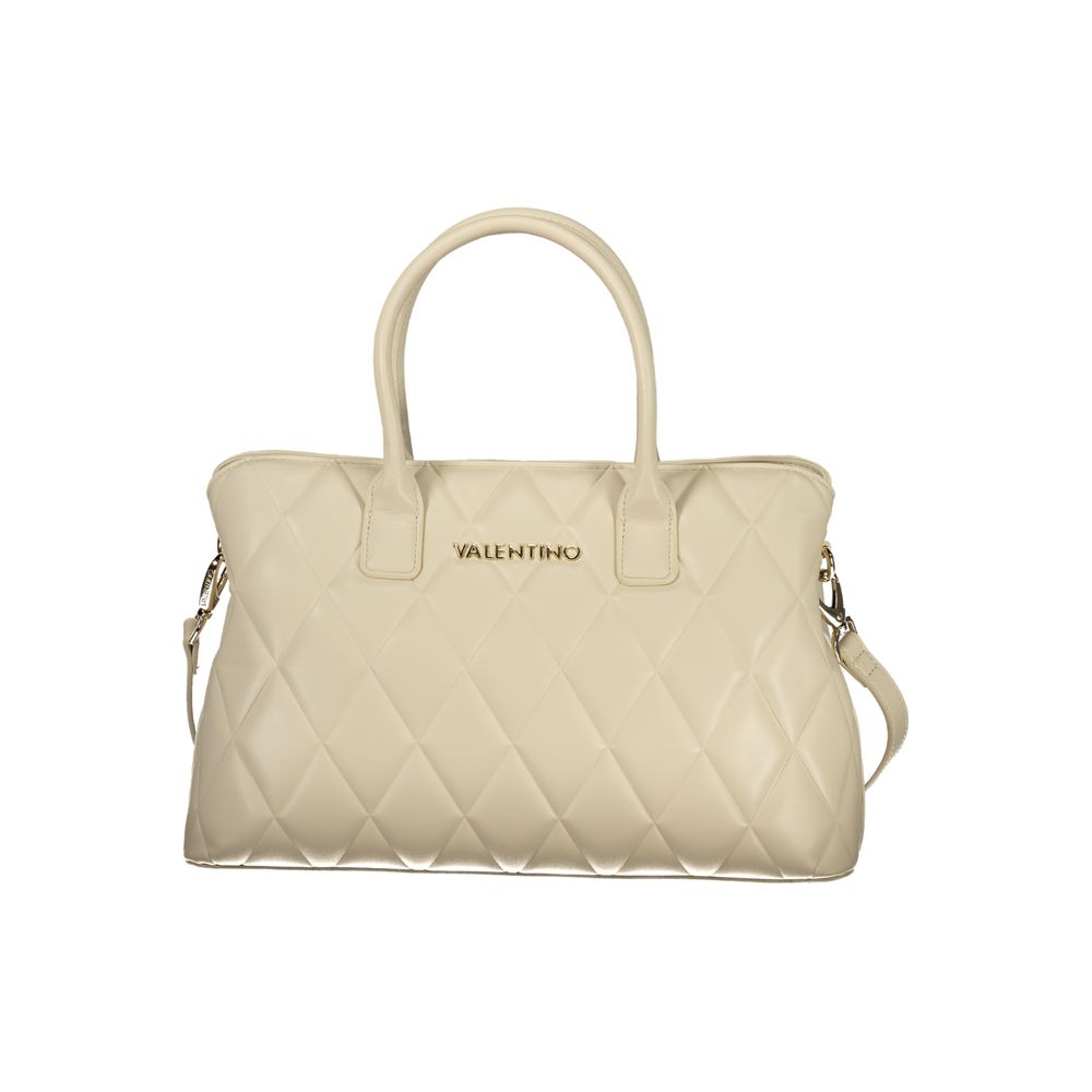 Beige Polyurethane Women Handbag