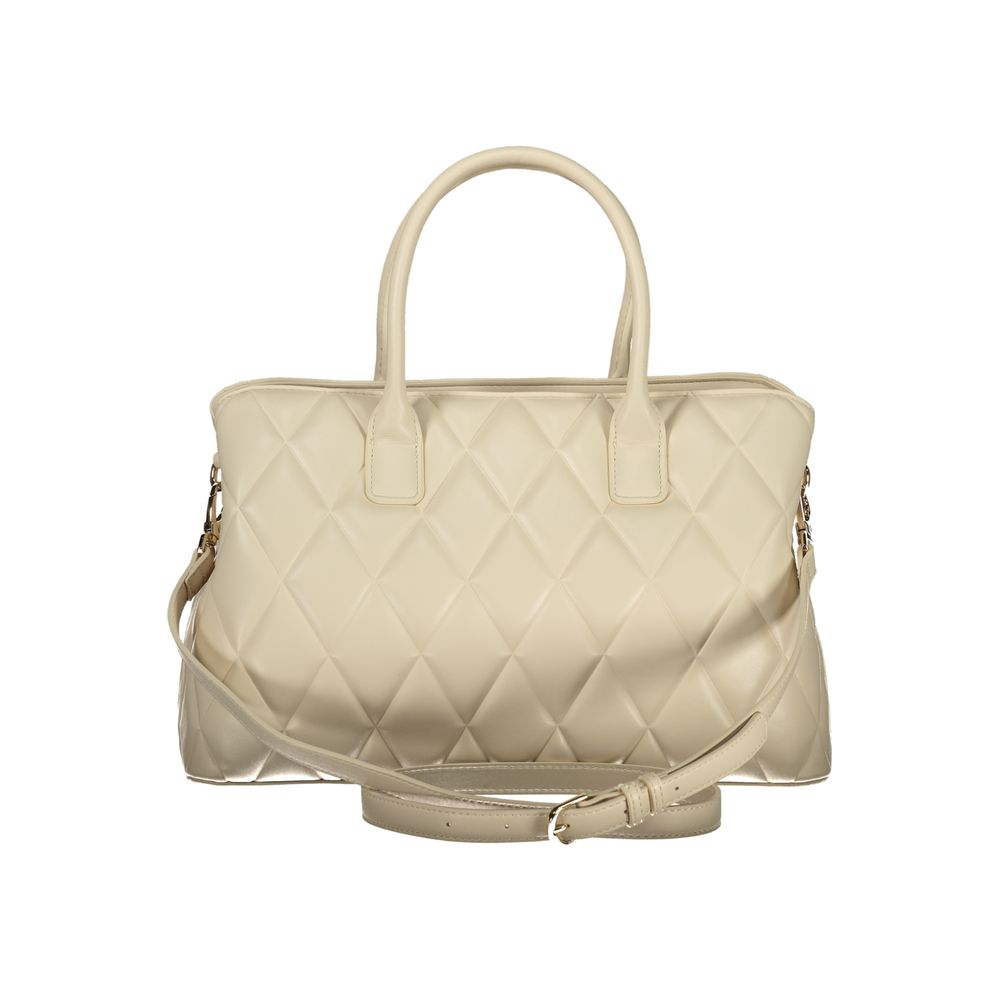 Beige Polyurethane Women Handbag