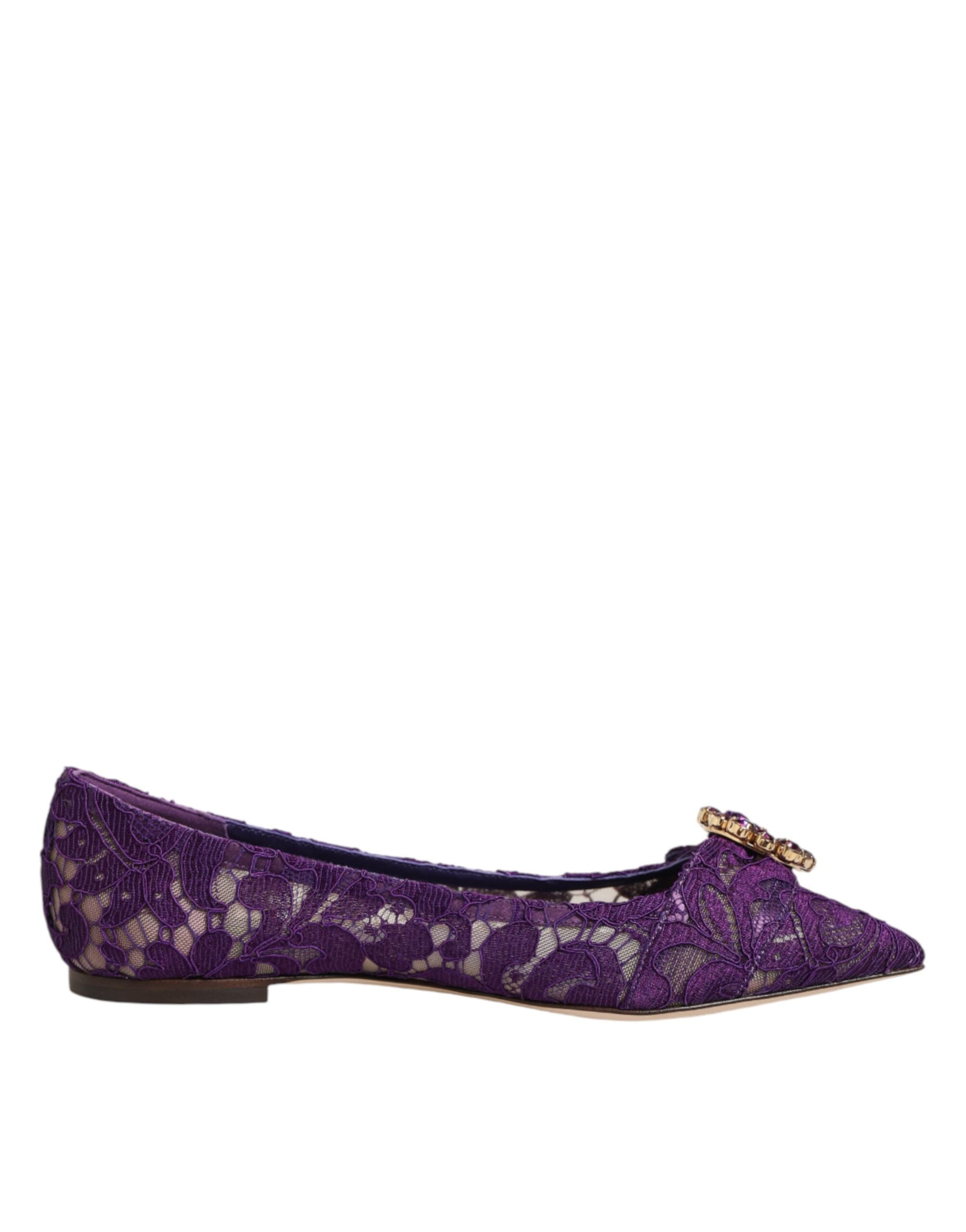 Fialové baleríny Taormina Lace s krystaly