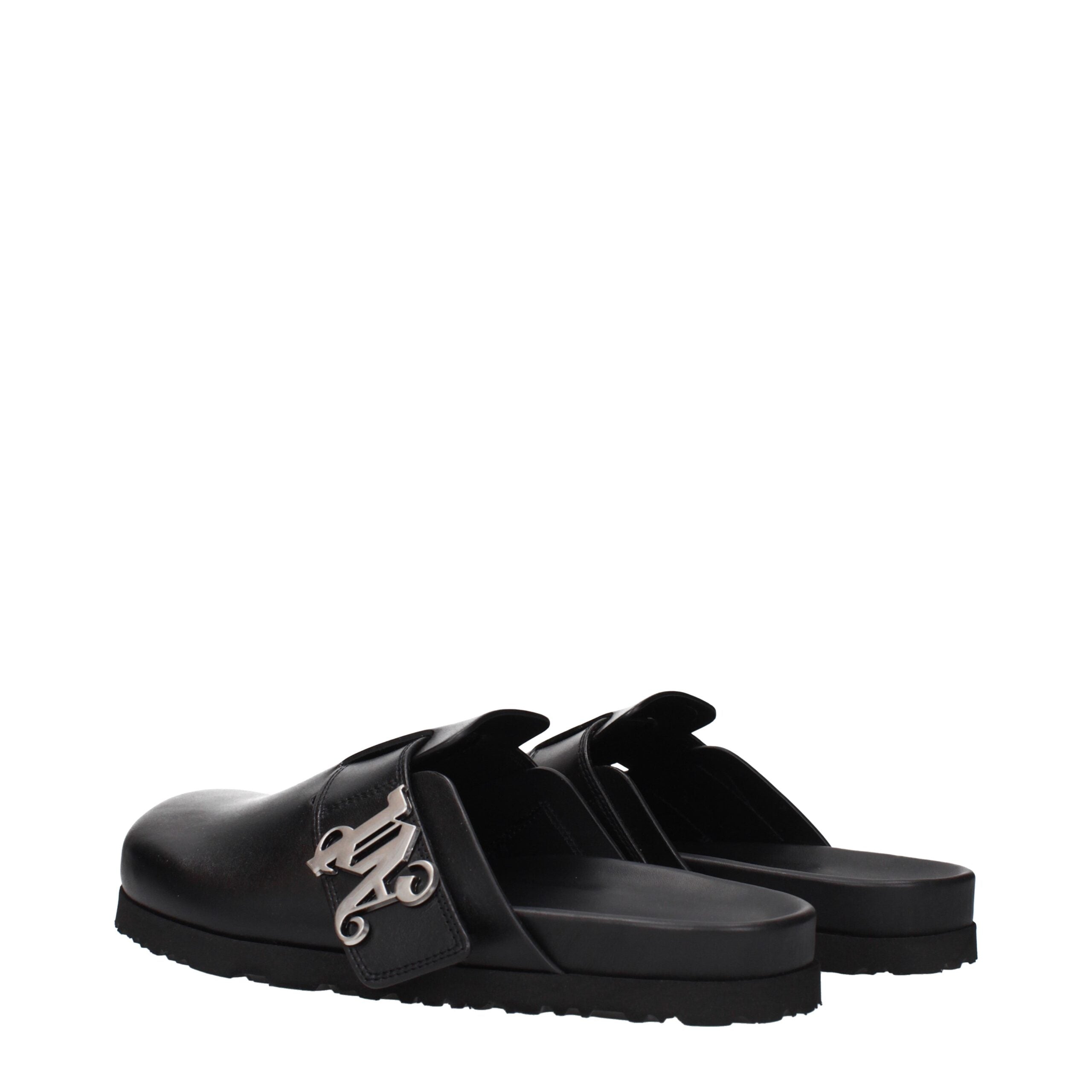 Black Leather Slippers