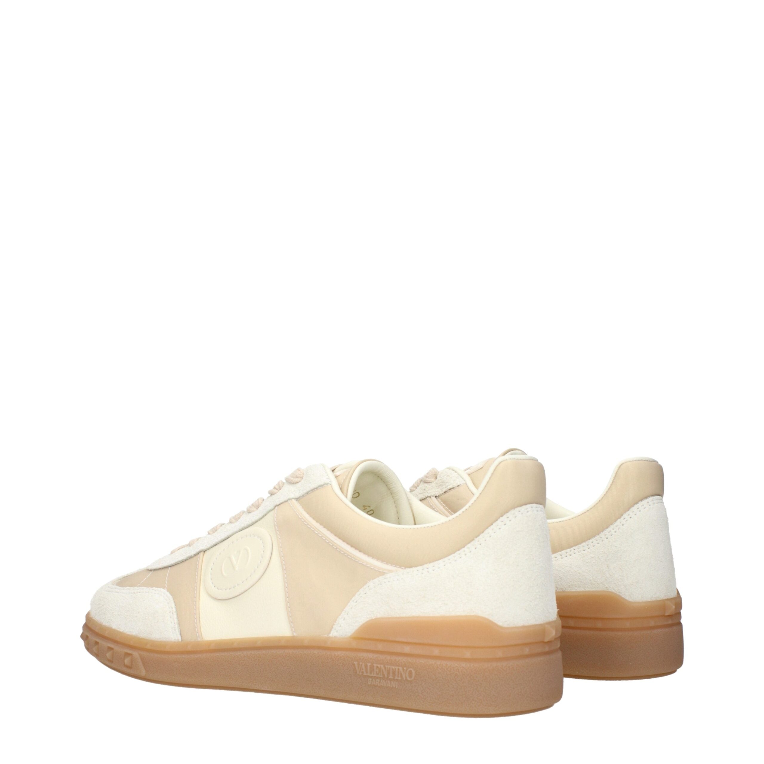 Beige Fabric Low Top Sneakers