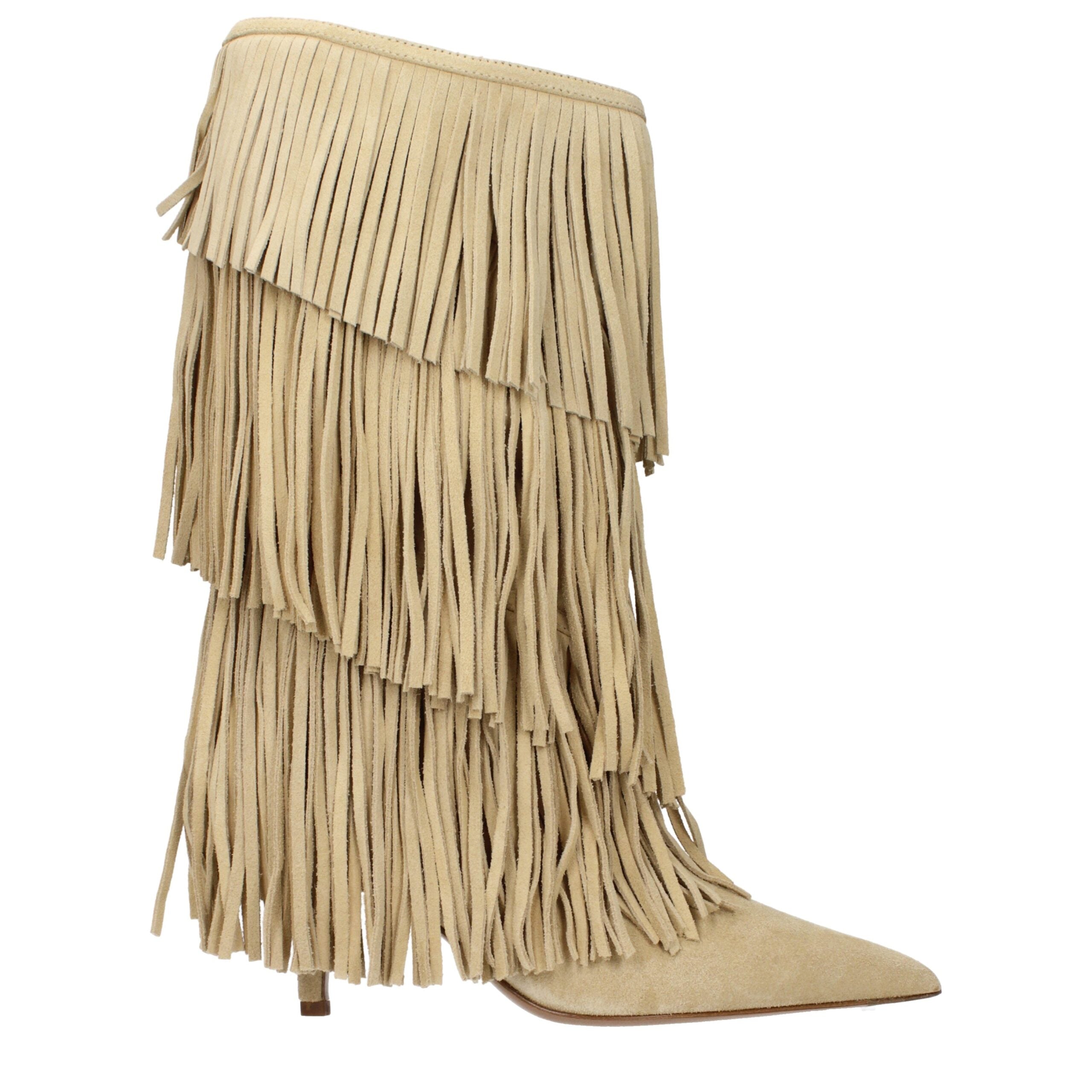 Beige Leather Boots