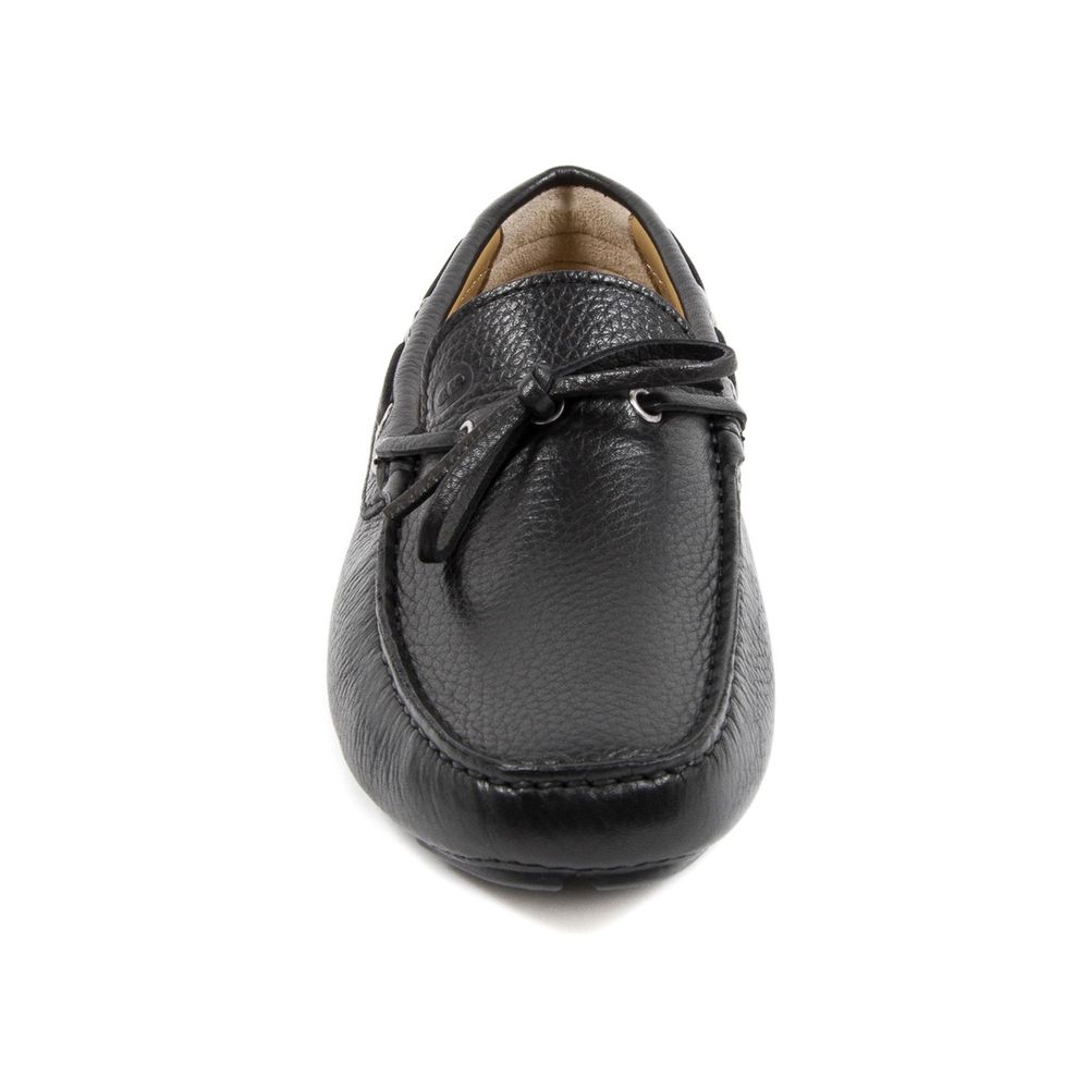 Black Leather Slip-On Loafers