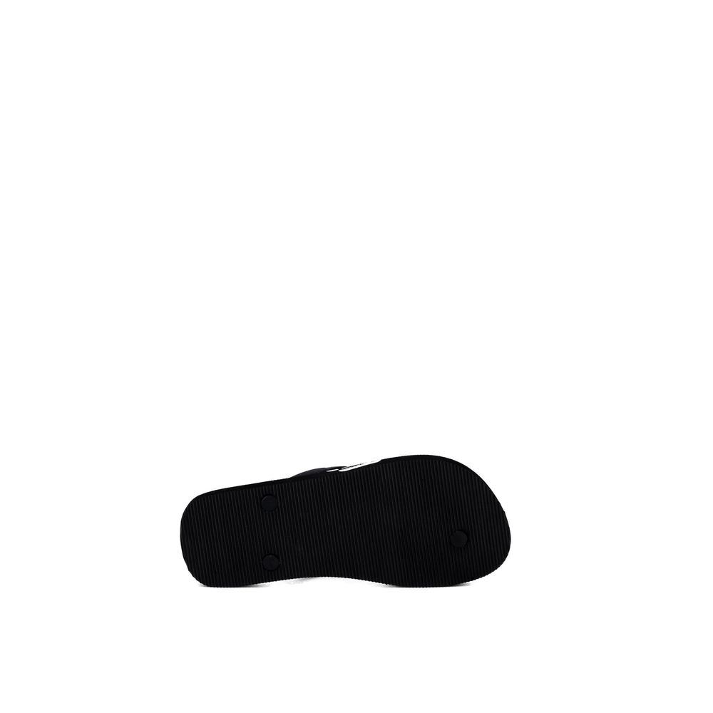 Black And White Rubber Flip-Flop Sandals