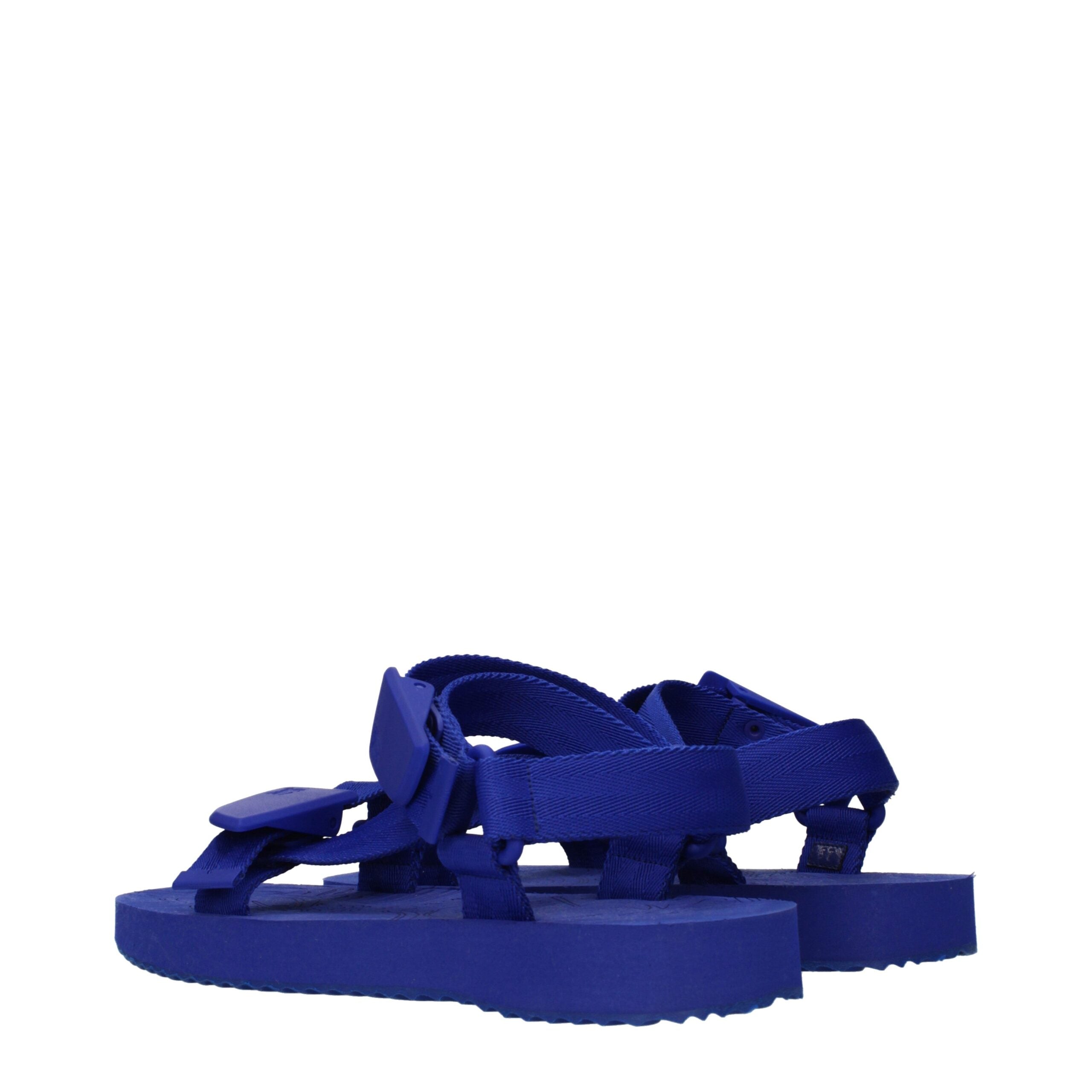 Blue Fabric Flat Sandals