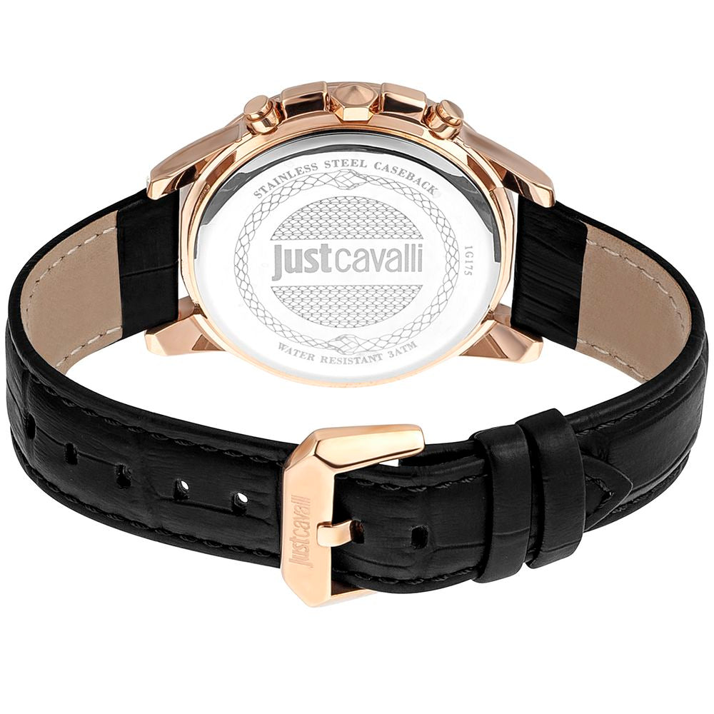 Black Leather Bracelet Watch