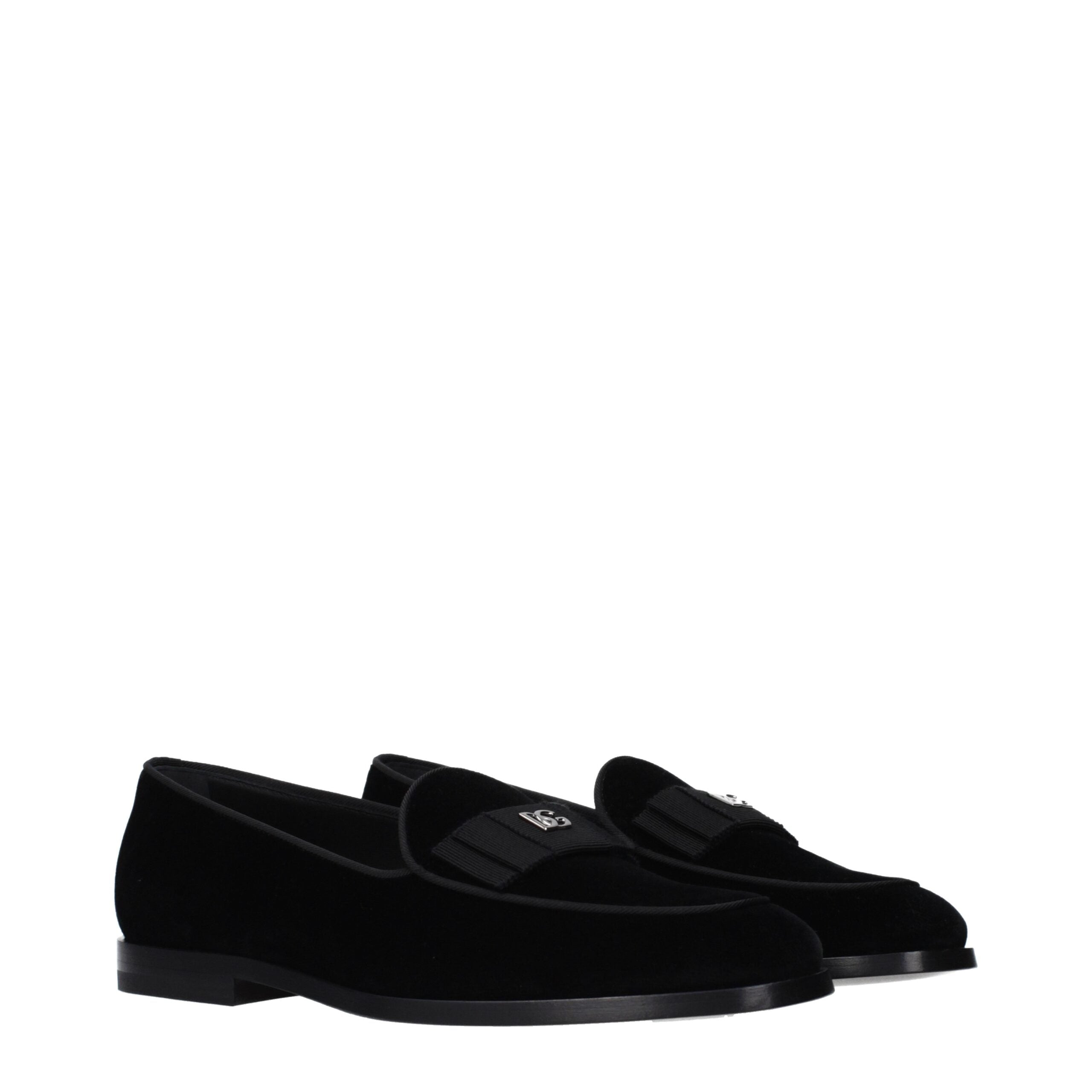Black Velvet Slip-On Loafers