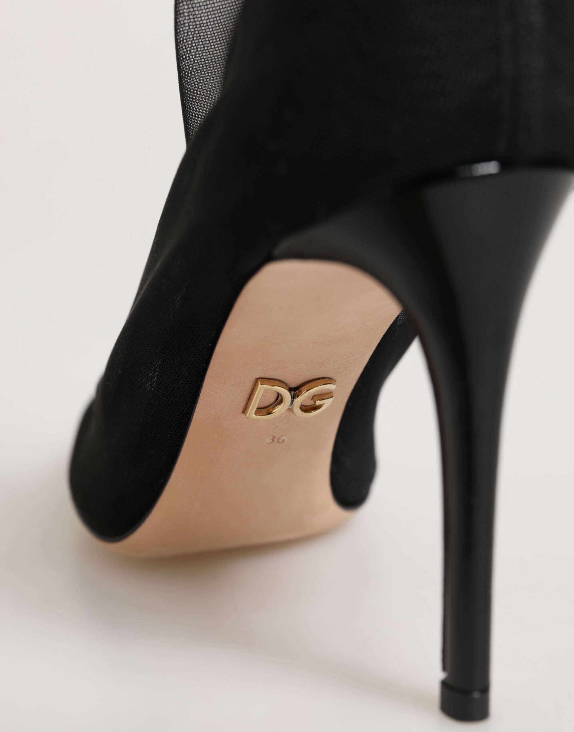 Černé nylonové strečové síťované kotníkové boty