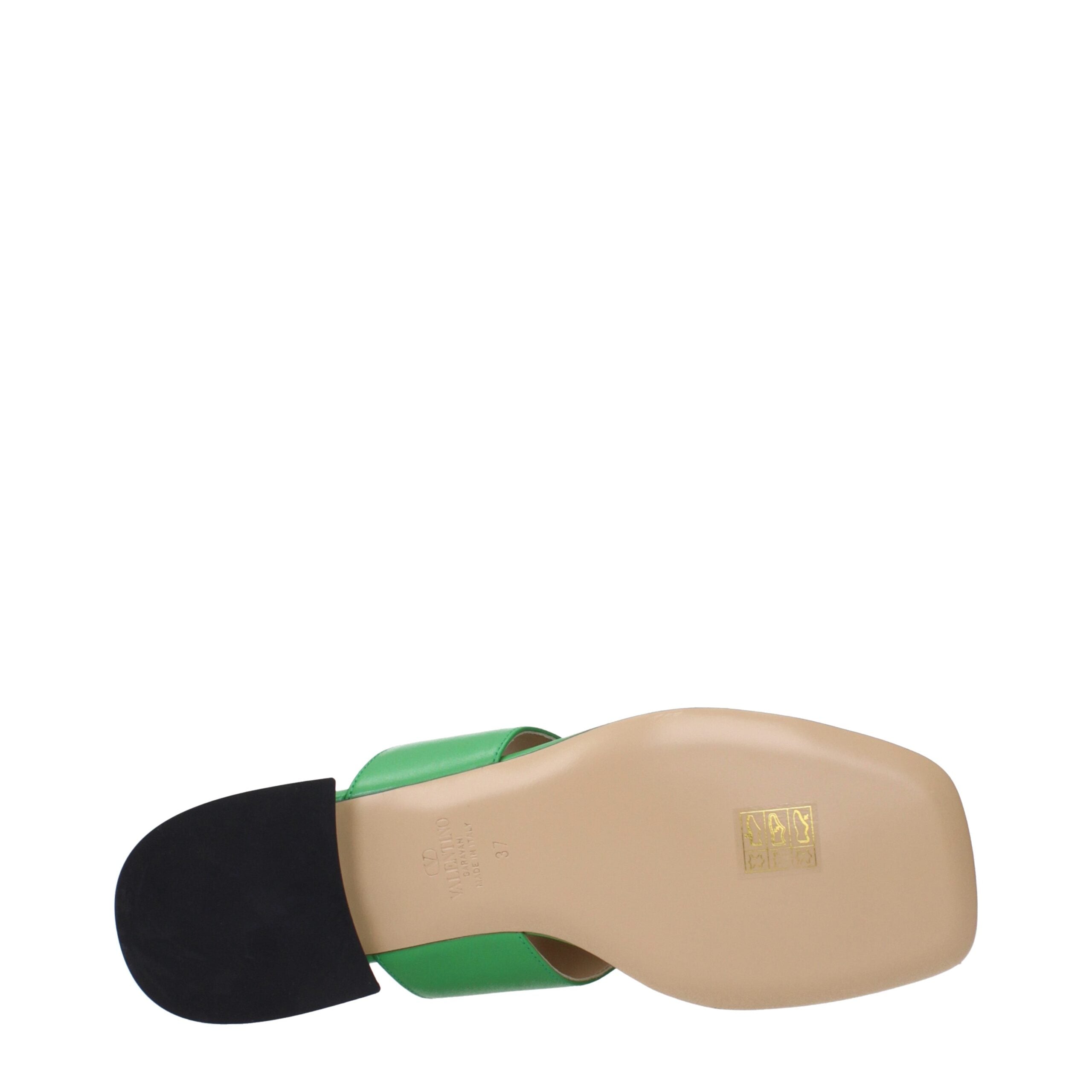 Green Leather Flip-Flop Sandals