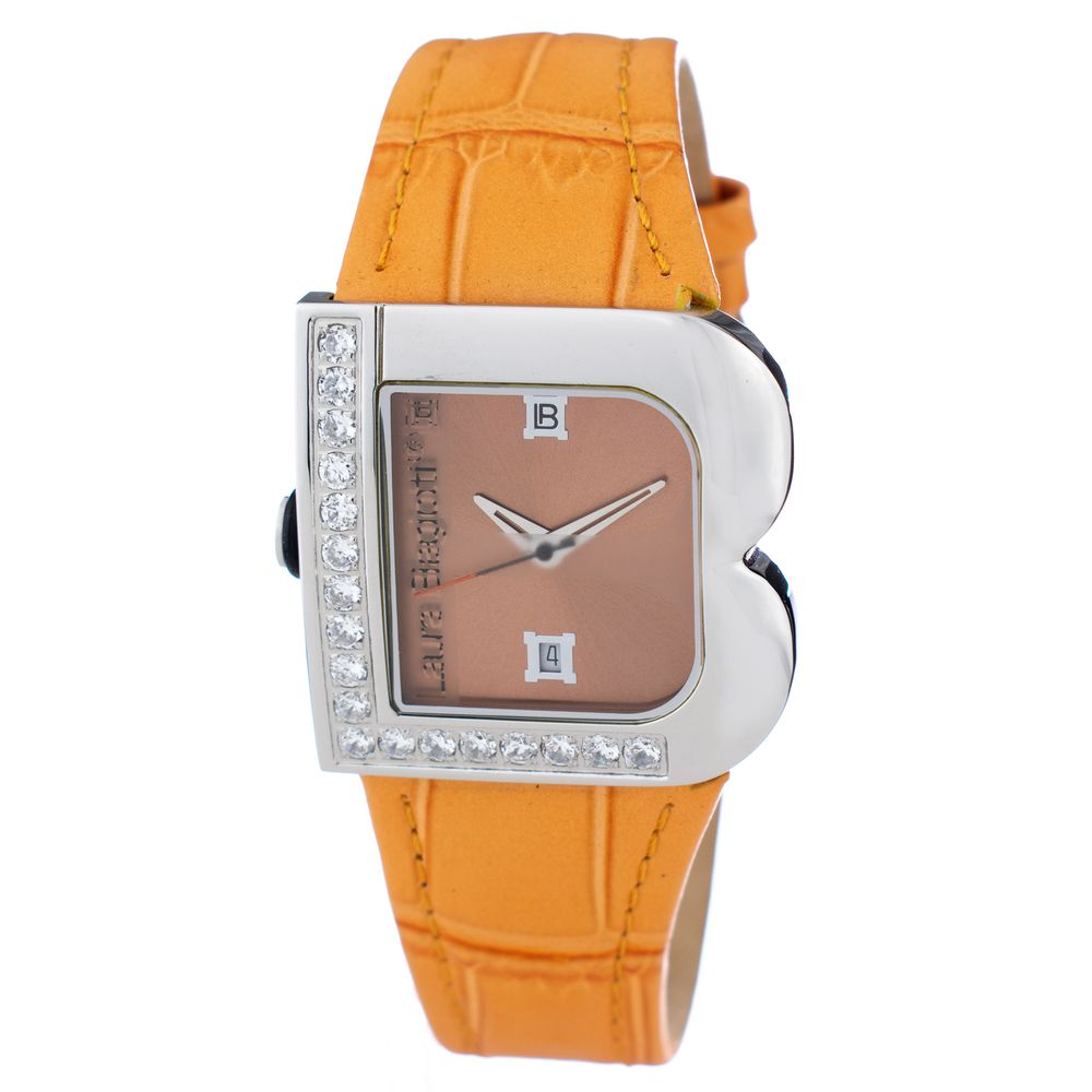 Oranžové kožené elegantní hodinky