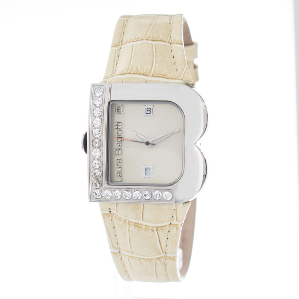 Beige Stainless Steel Dress Watch