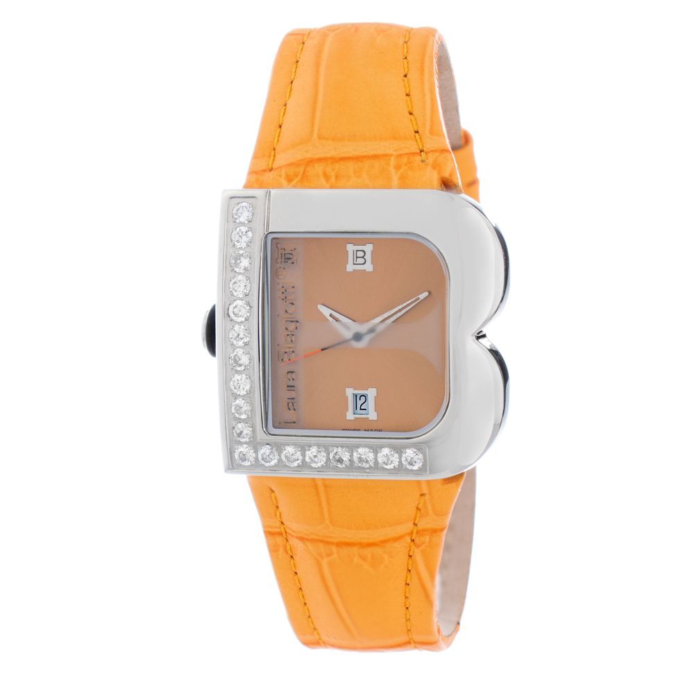 Oranžové kožené elegantní hodinky