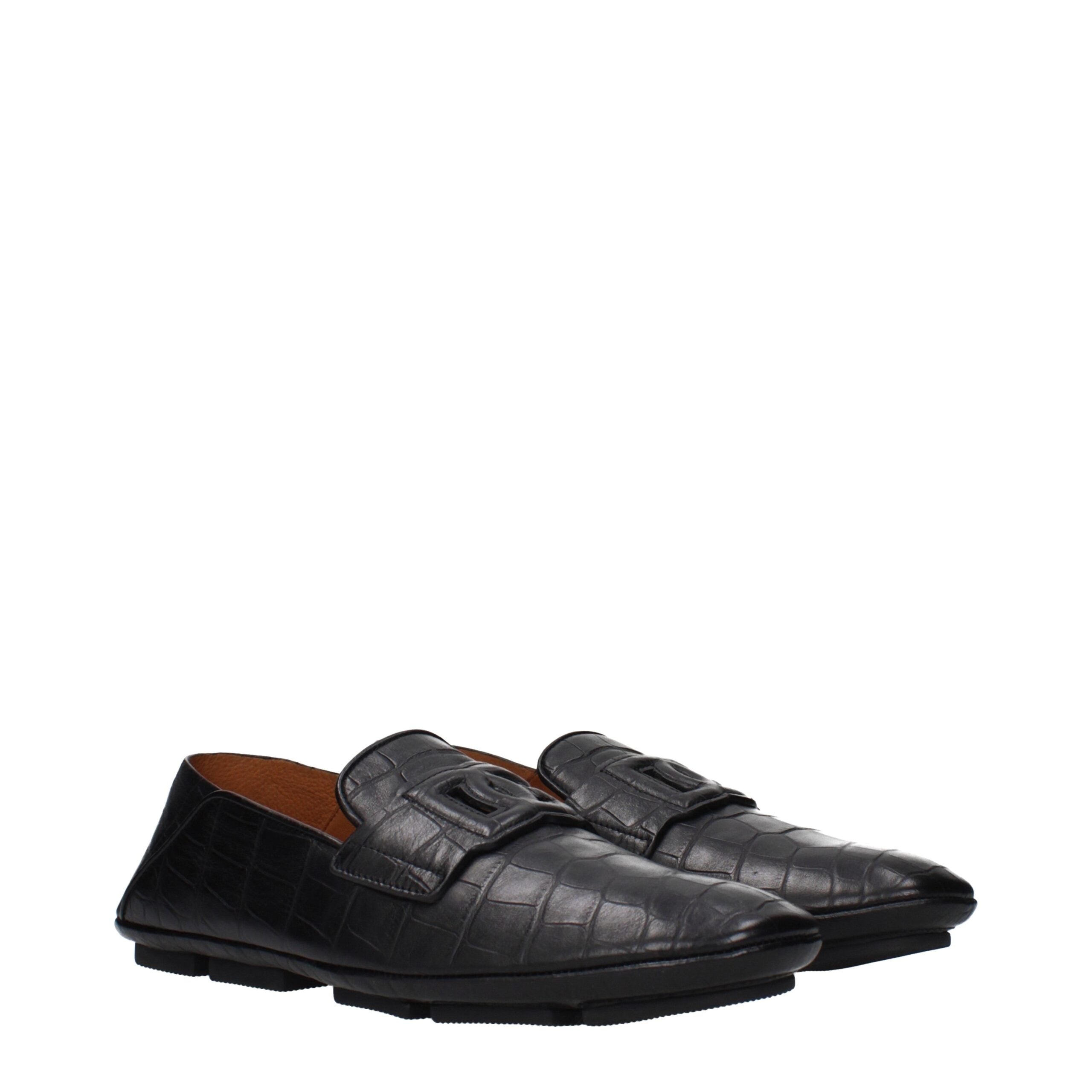 Black Leather Slip-On Loafers